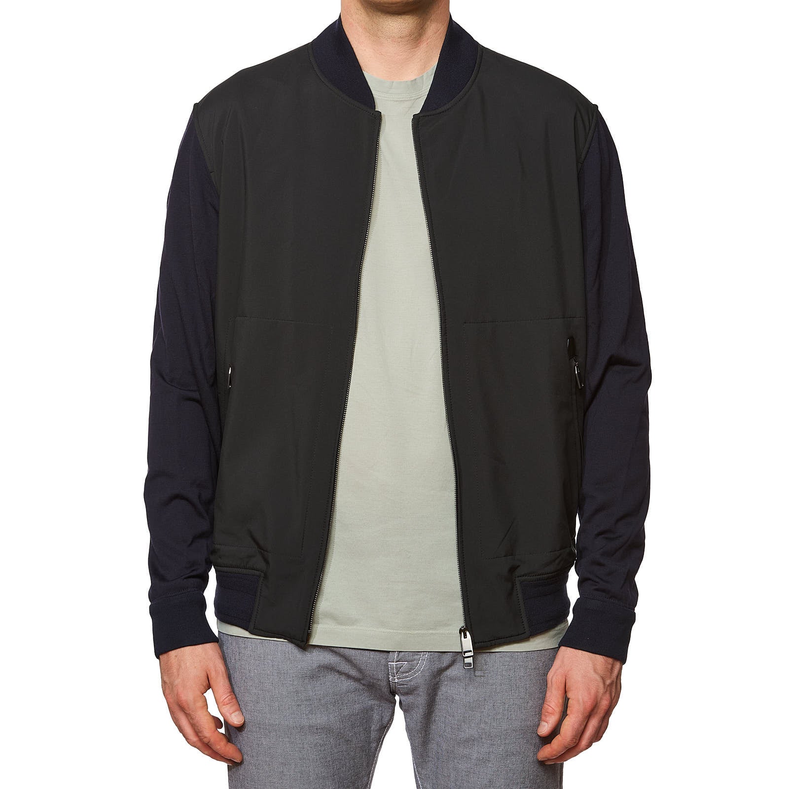 BRIONI Navy Blue Virgin Wool Bomber Jacket Blouson NEW L XL Slim