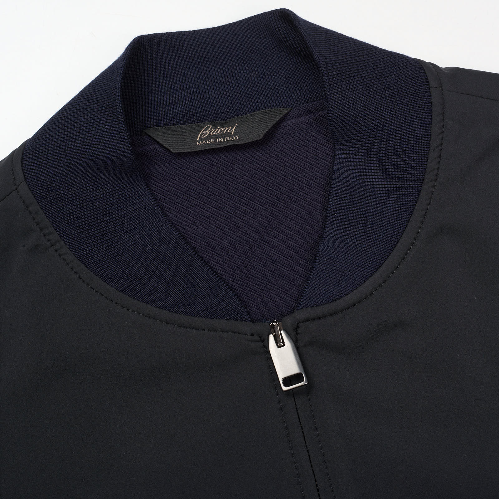 BRIONI Navy Blue Virgin Wool Bomber Jacket Blouson NEW L XL Slim