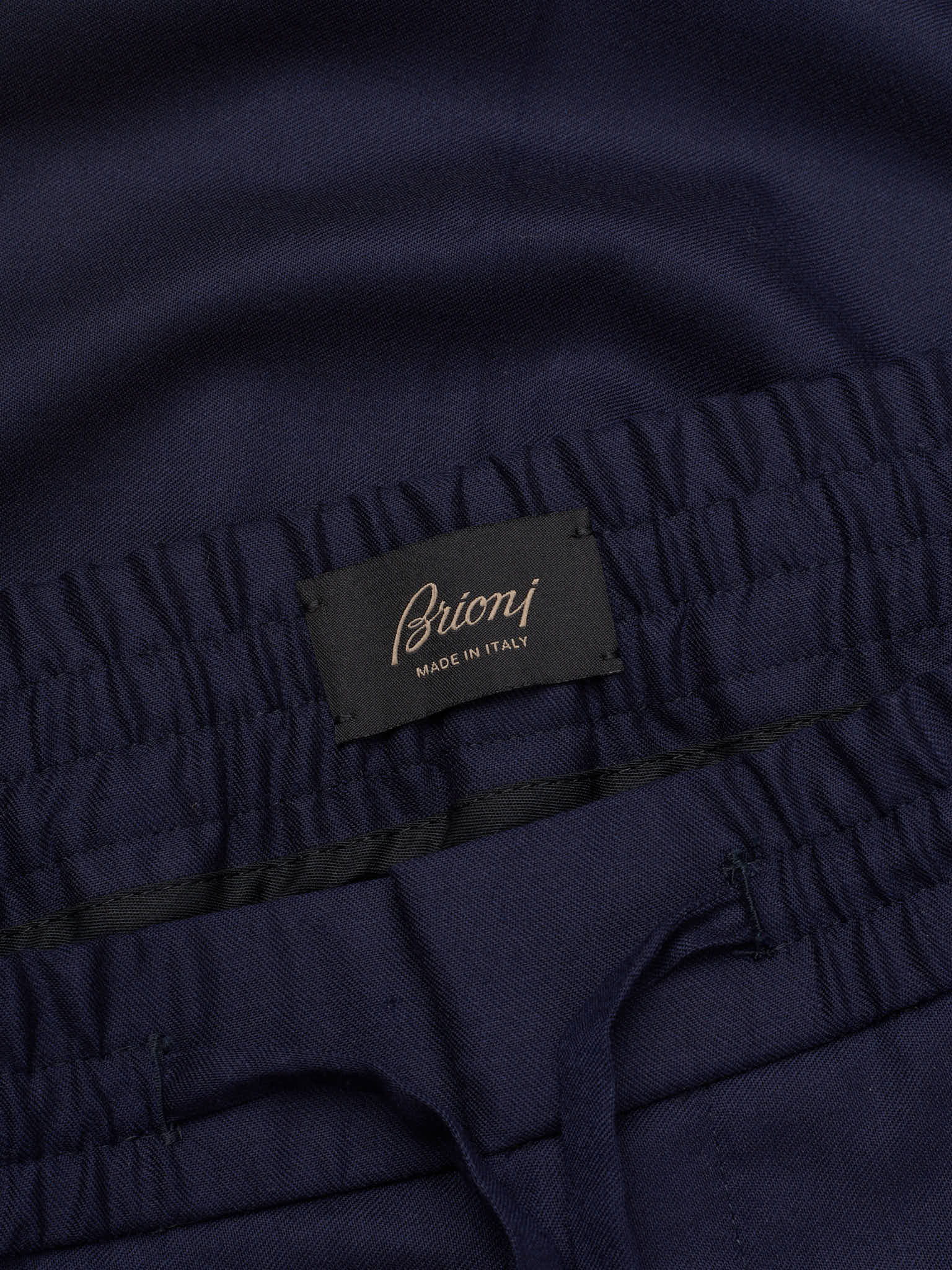 BRIONI Navy Blue Wool-Cashmere Drawstring Elastic Waist Pants NEW