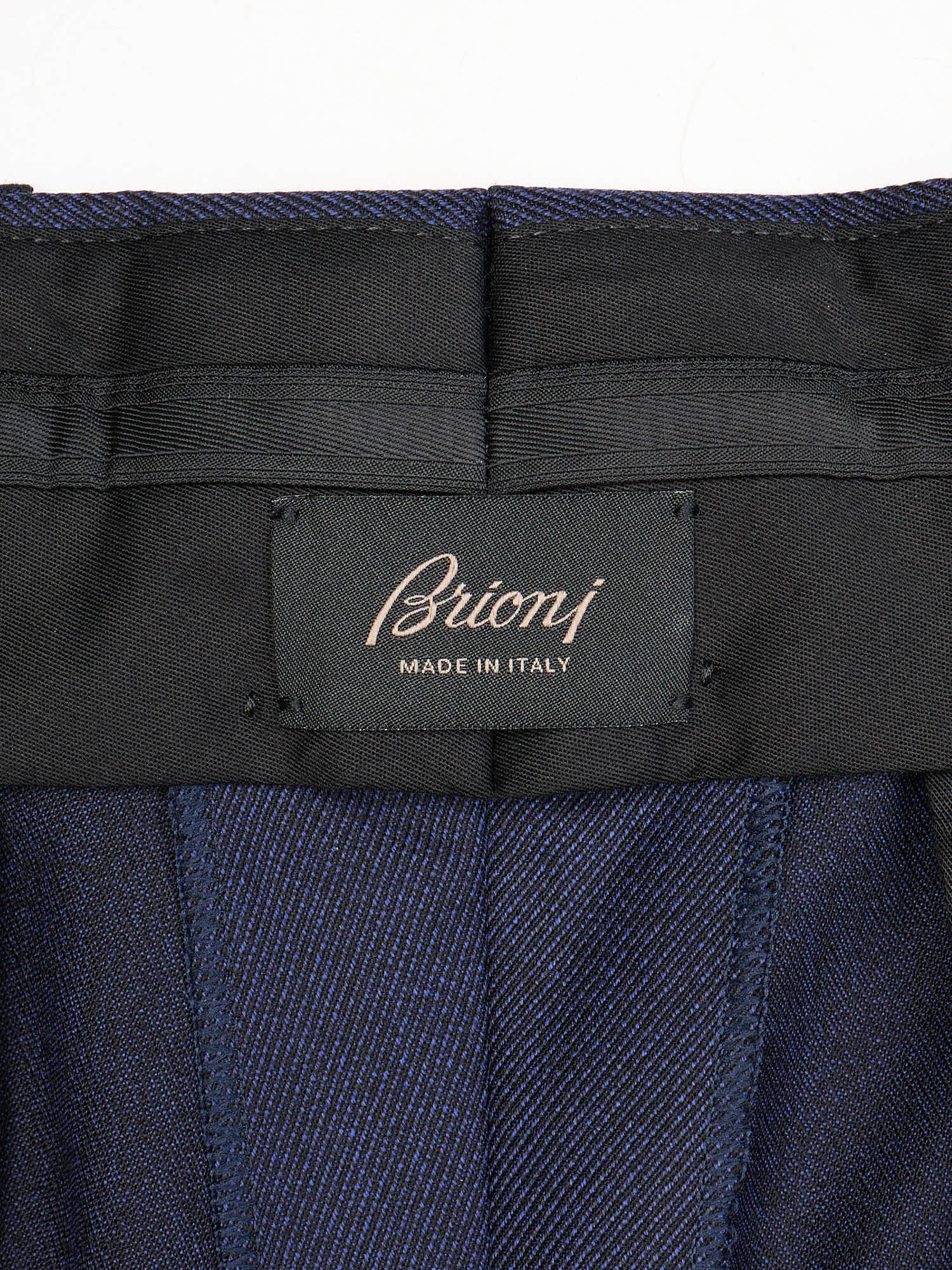 BRIONI Navy Twill Wool Pleated Dress Pants