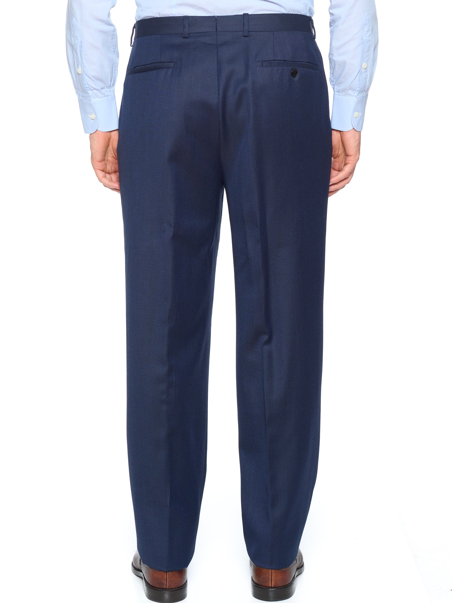 BRIONI Navy Twill Wool Pleated Dress Pants