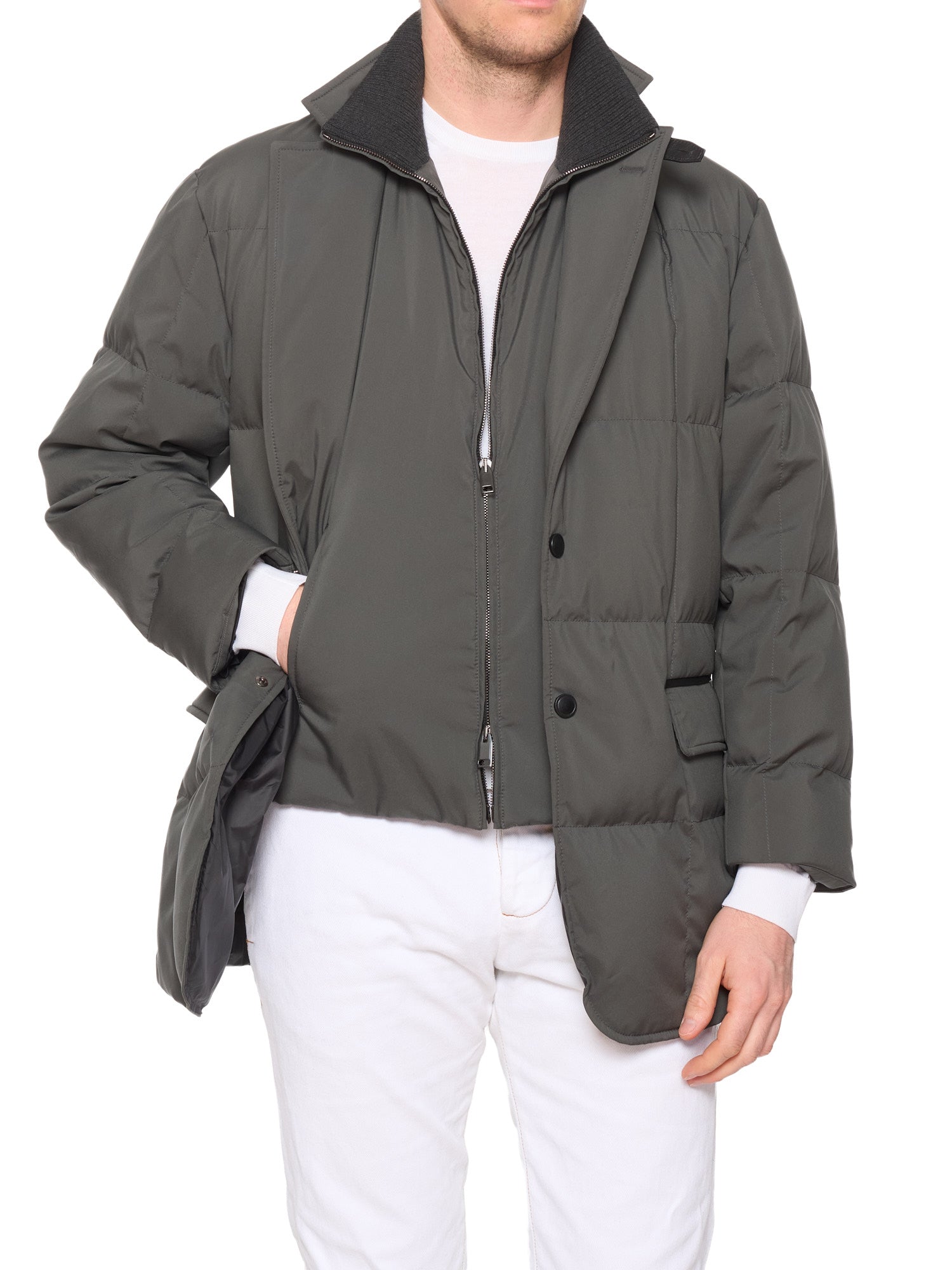 BRIONI Performa Gray Puffer Down Jacket US M Defect