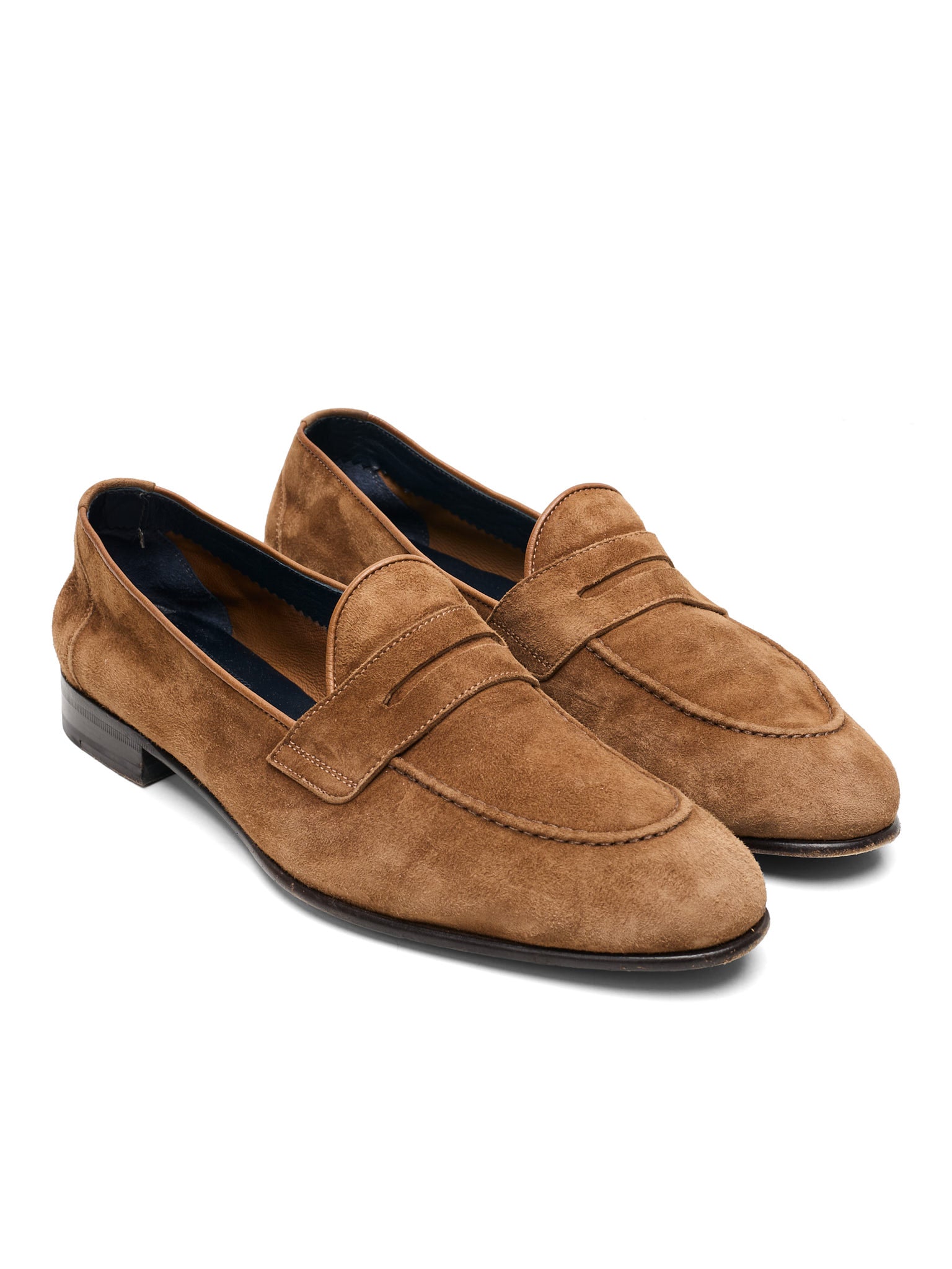 BRIONI Tobacco Brown Suede Appia Penny Loafers US 10