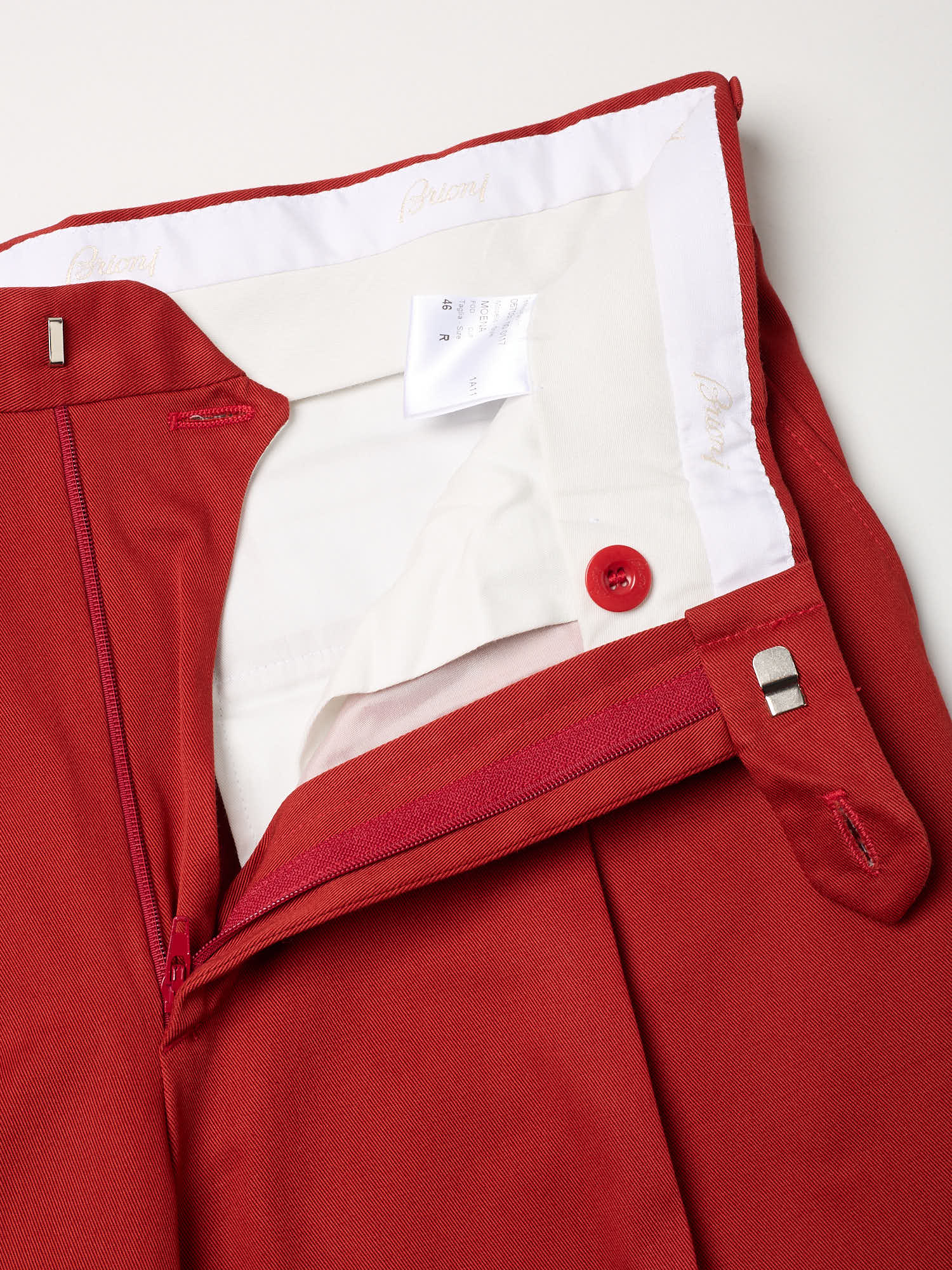 BRIONI "Moena" Red Cotton Single Pleated Dress Pants EU 46 NEW US 30