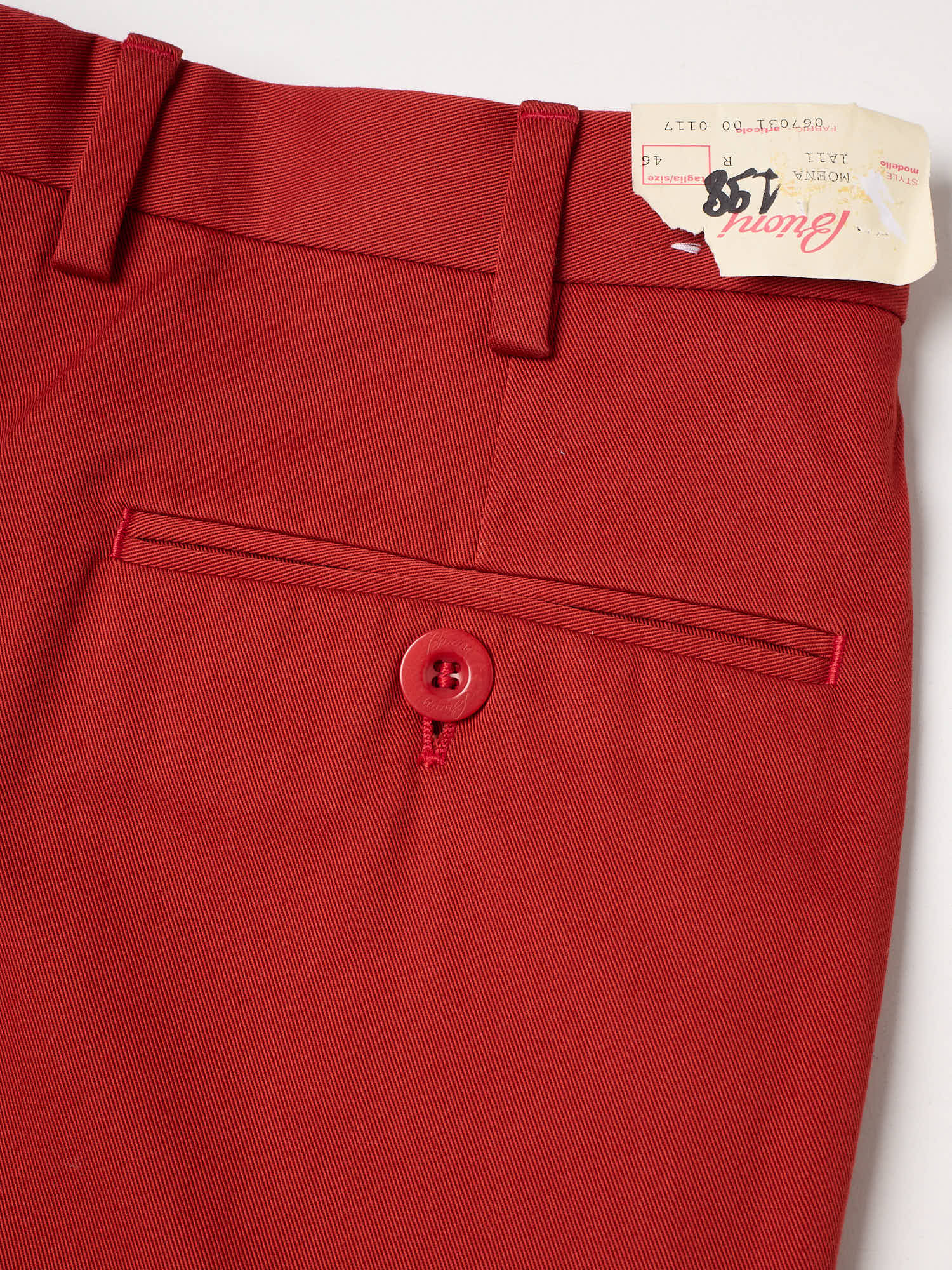 BRIONI "Moena" Red Cotton Single Pleated Dress Pants EU 46 NEW US 30
