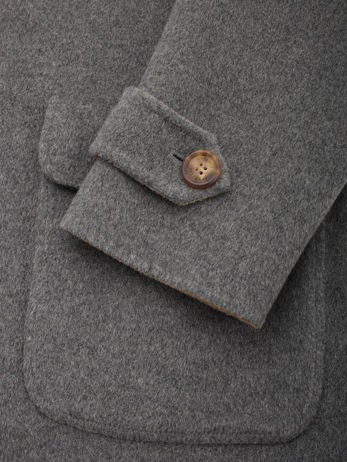 BRUNELLO CUCINELLI Beige-Gray Double Sided Cashmere Overcoat 50