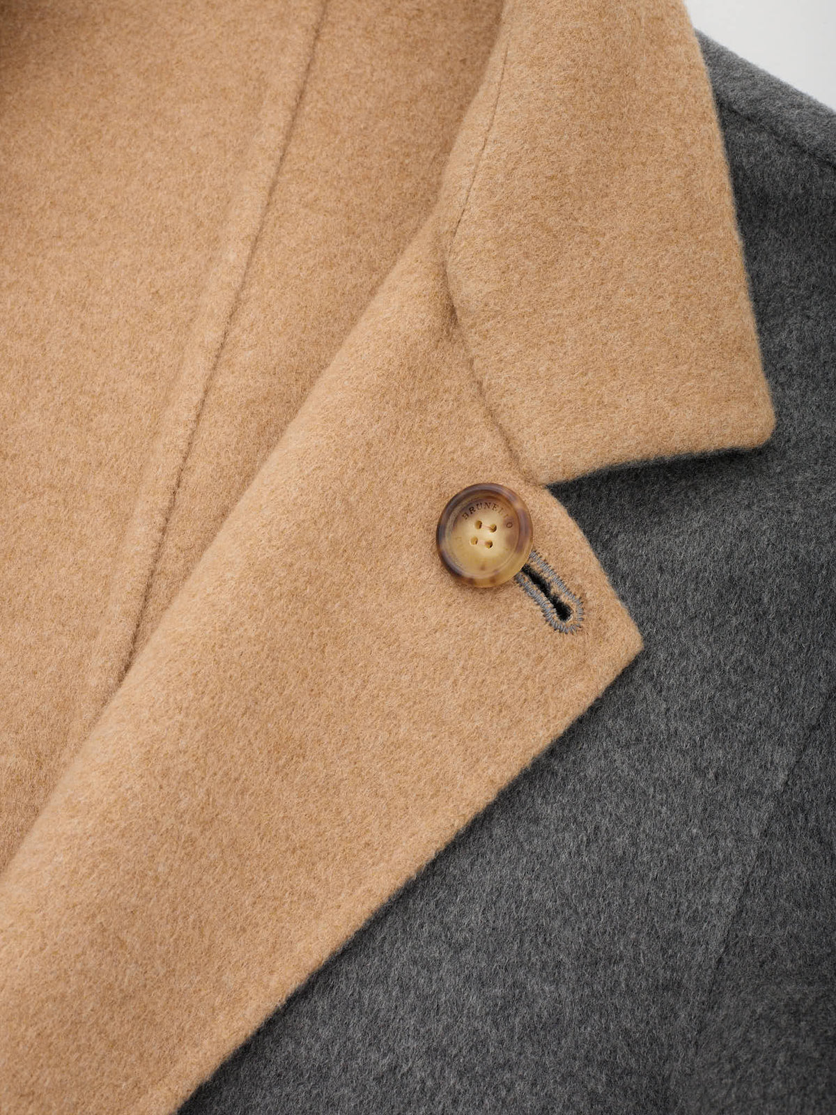 BRUNELLO CUCINELLI Beige-Gray Double Sided Cashmere Overcoat 50
