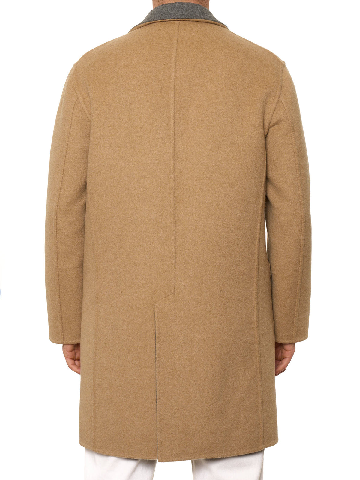 BRUNELLO CUCINELLI Beige-Gray Double Sided Cashmere Overcoat 50