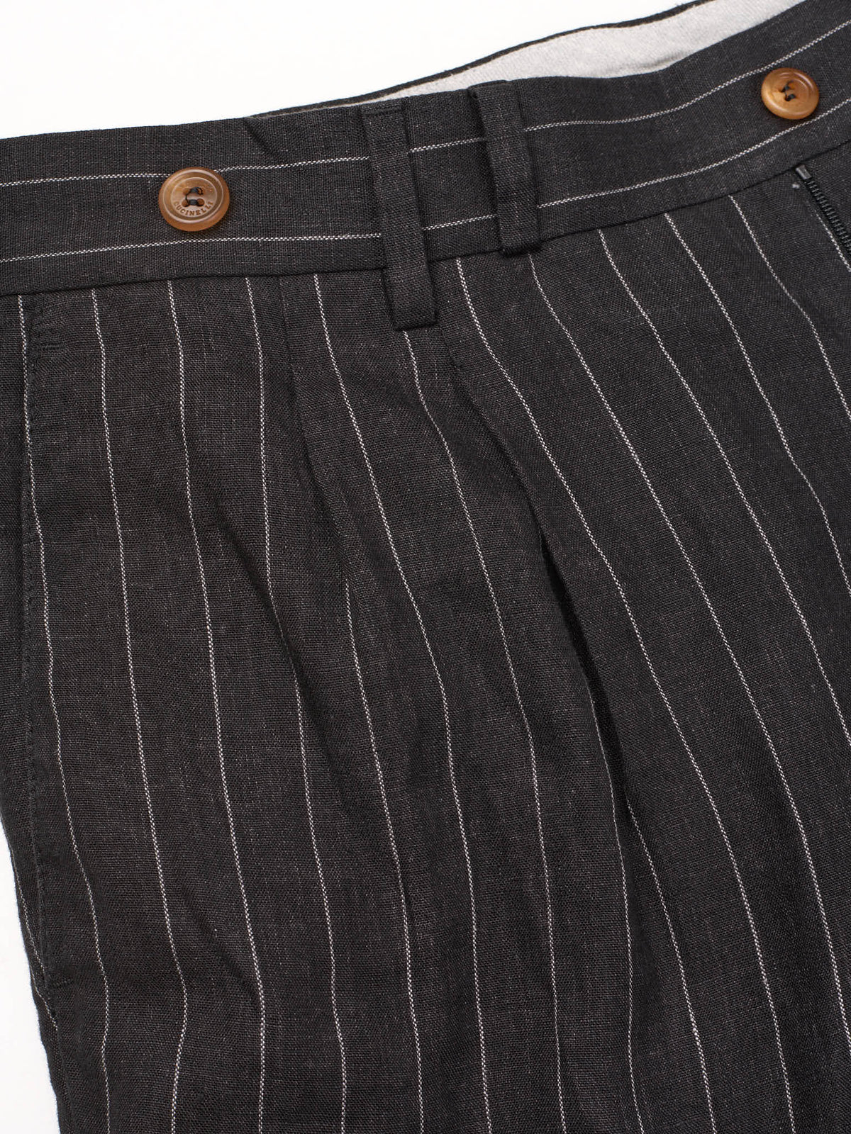 BRUNELLO CUCINELLI Gray Striped Linen Leisure Fit Chevron Pants NEW