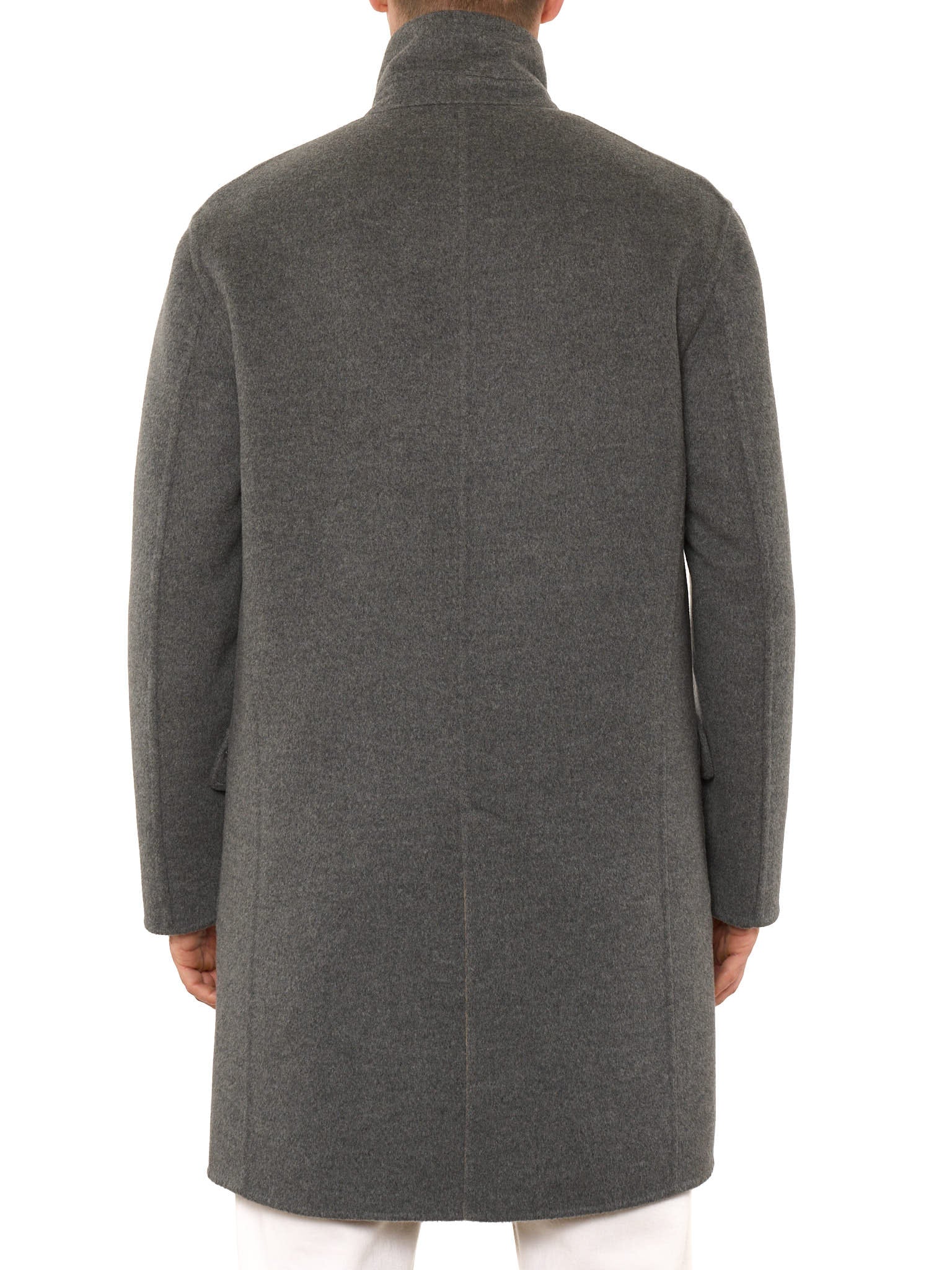 BRUNELLO CUCINELLI Beige-Gray Double Sided Cashmere Overcoat 50