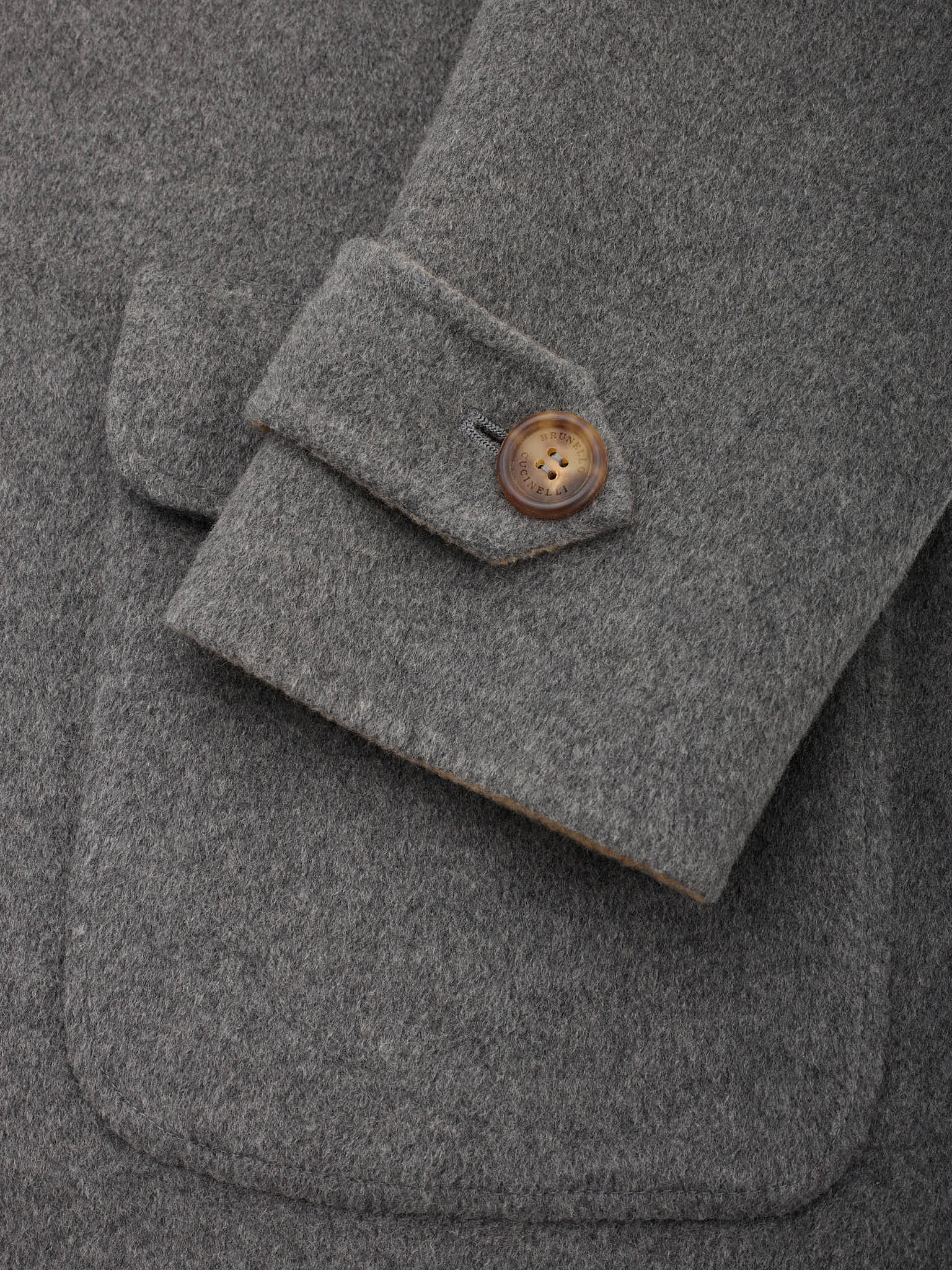 BRUNELLO CUCINELLI Beige-Gray Double Sided Cashmere Overcoat 50