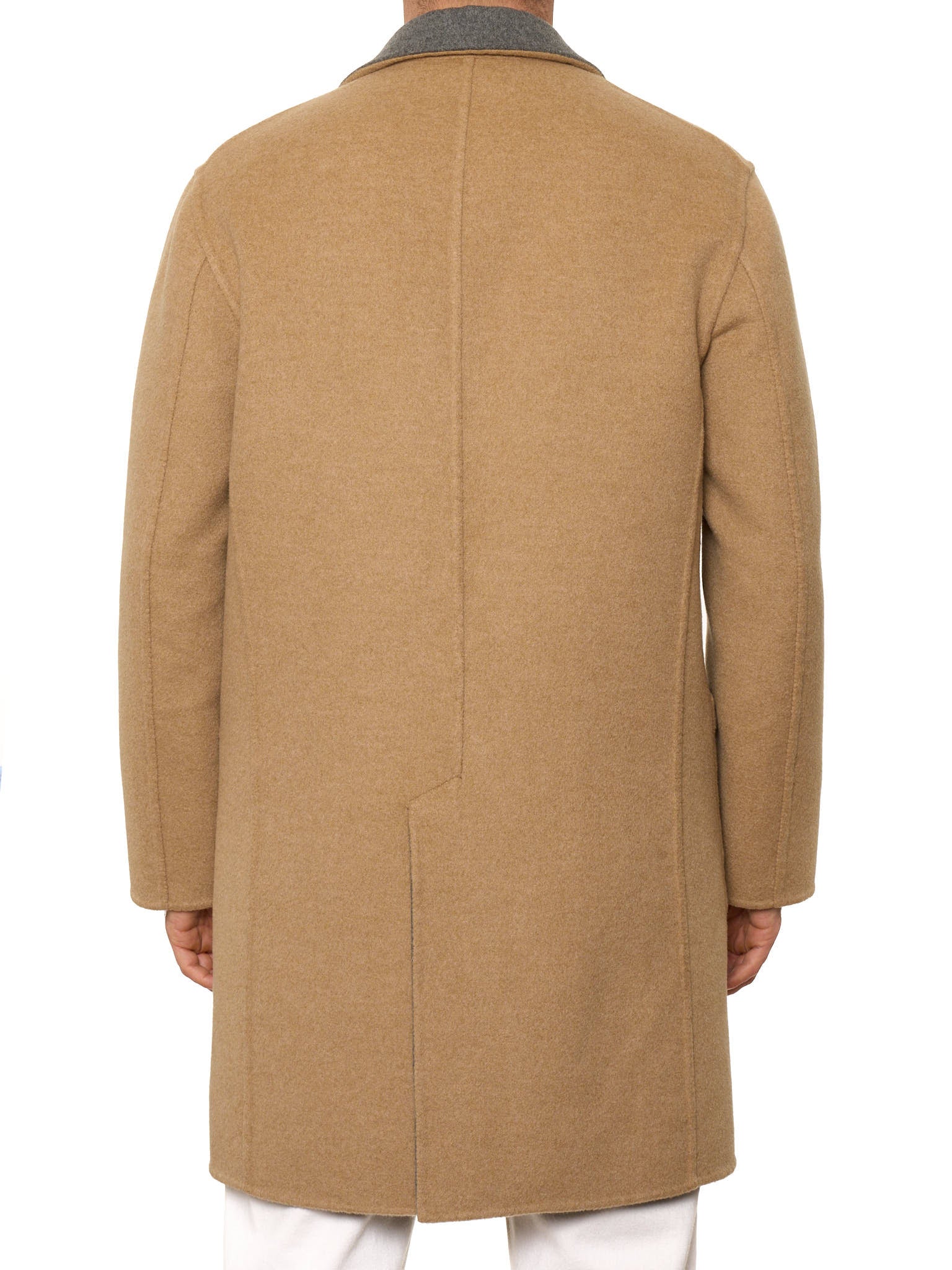 BRUNELLO CUCINELLI Beige-Gray Double Sided Cashmere Overcoat 50
