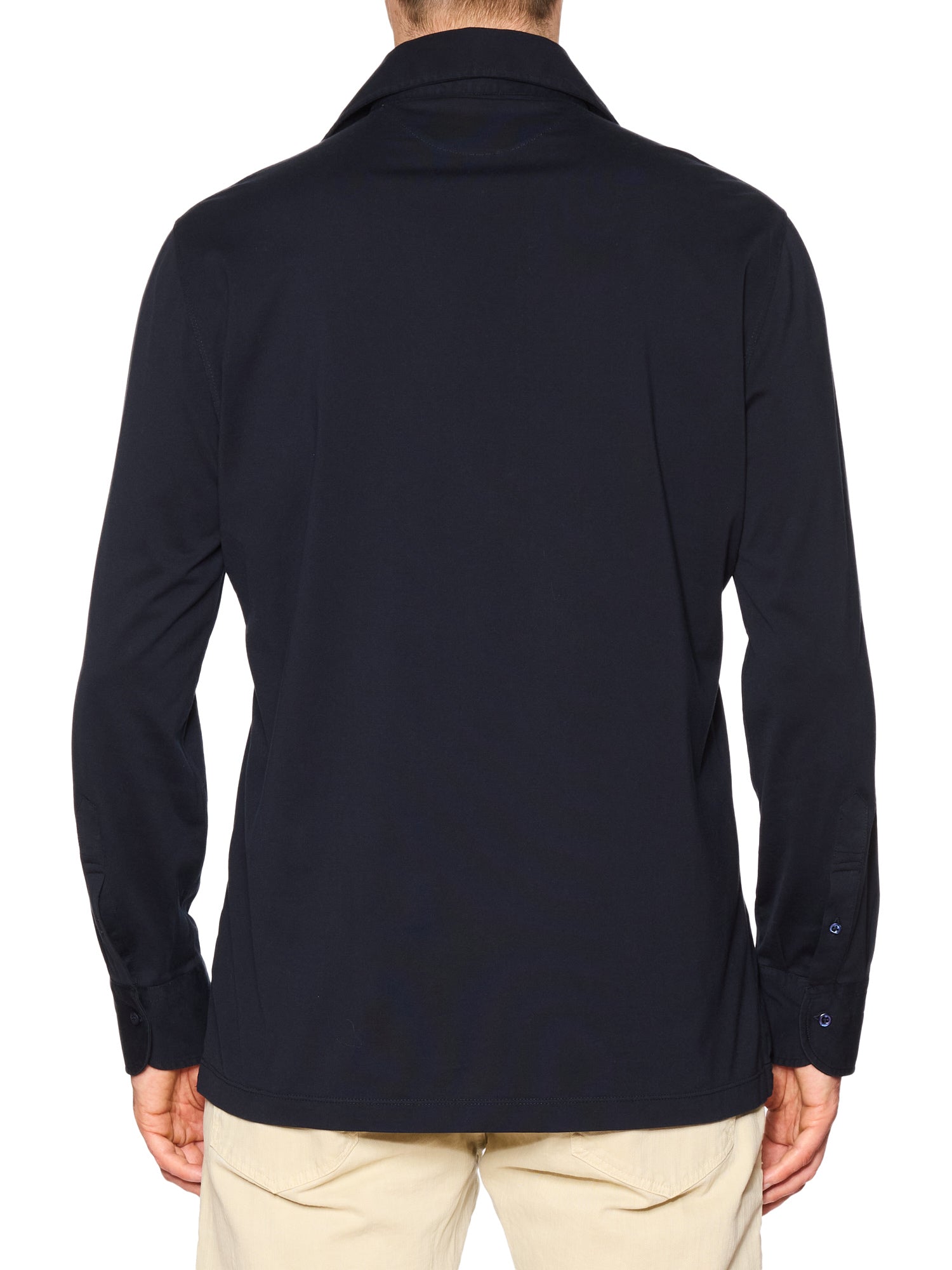 BRUNELLO CUCINELLI Blue Cotton Long Sleeve Slim Fit Polo Shirt Size XL