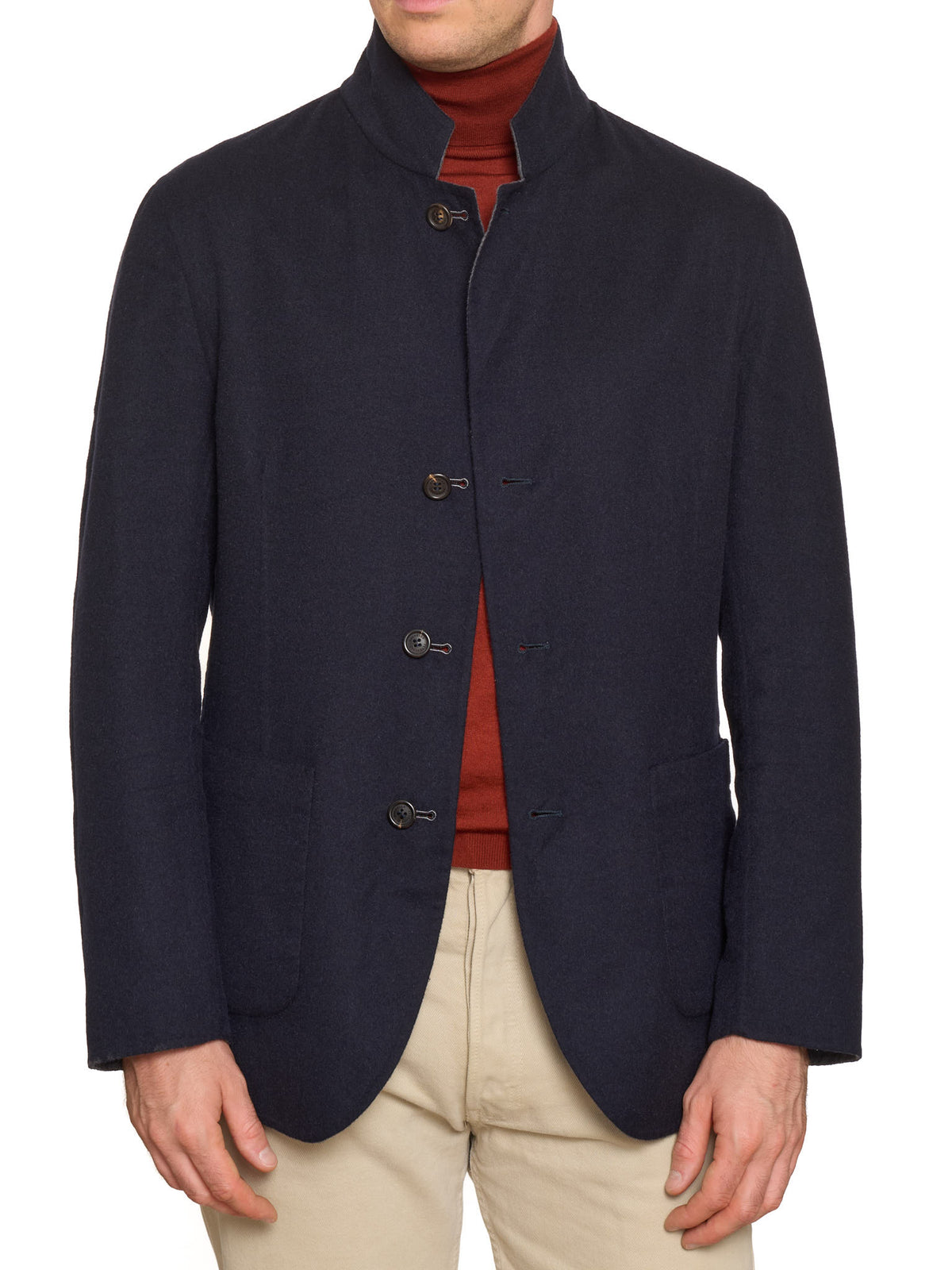 BRUNELLO CUCINELLI Blue Gray Cashmere-Silk Reversible Double Sided Jacket