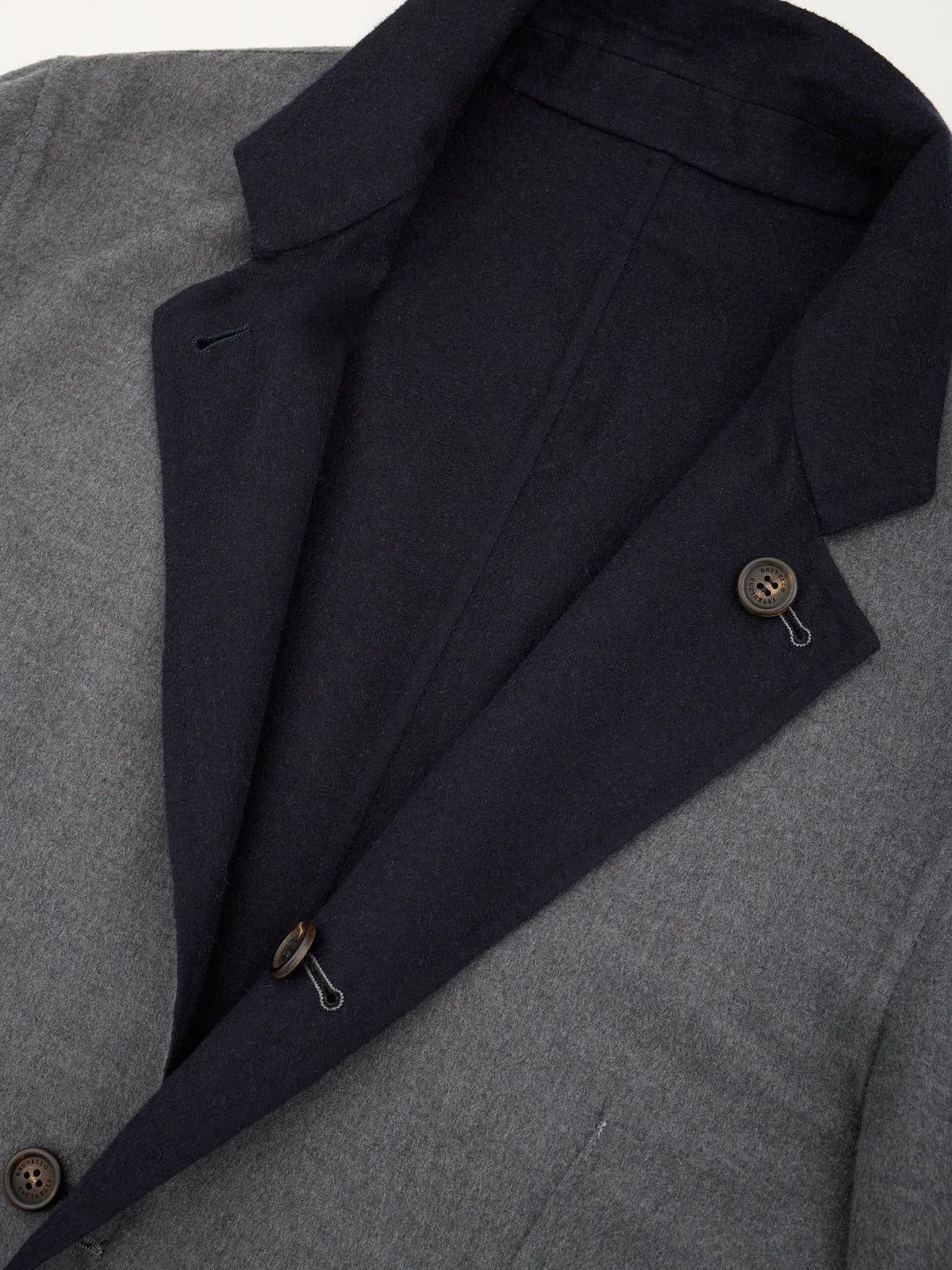BRUNELLO CUCINELLI Blue Gray Cashmere-Silk Reversible Double Sided Jacket