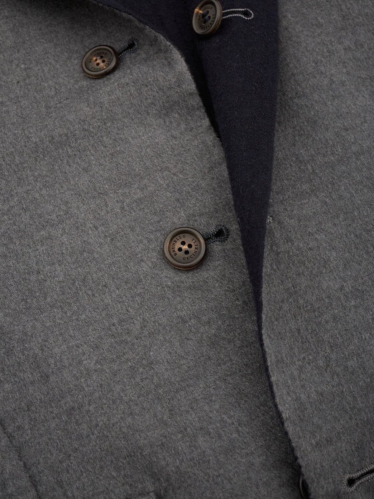 BRUNELLO CUCINELLI Blue Gray Cashmere-Silk Reversible Double Sided Jacket