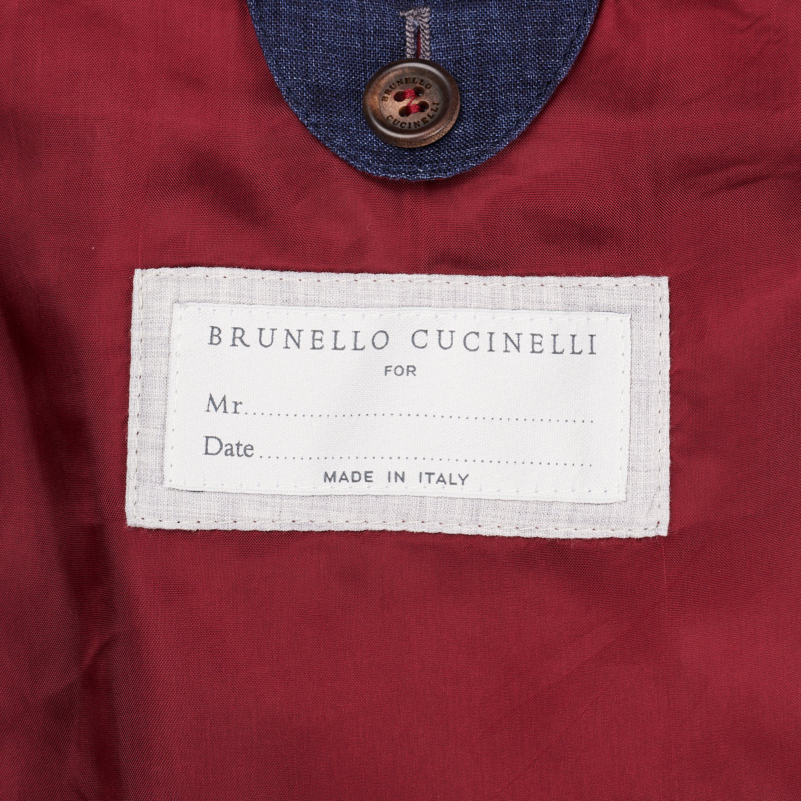 BRUNELLO CUCINELLI Blue Linen Five Button Safari Jacket EU 50 US 40 BRUNELLO CUCINELLI