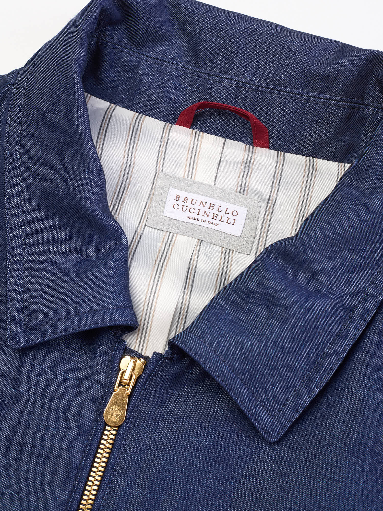 BRUNELLO CUCINELLI Wool-Linen Harrington Denim Jacket Blouson