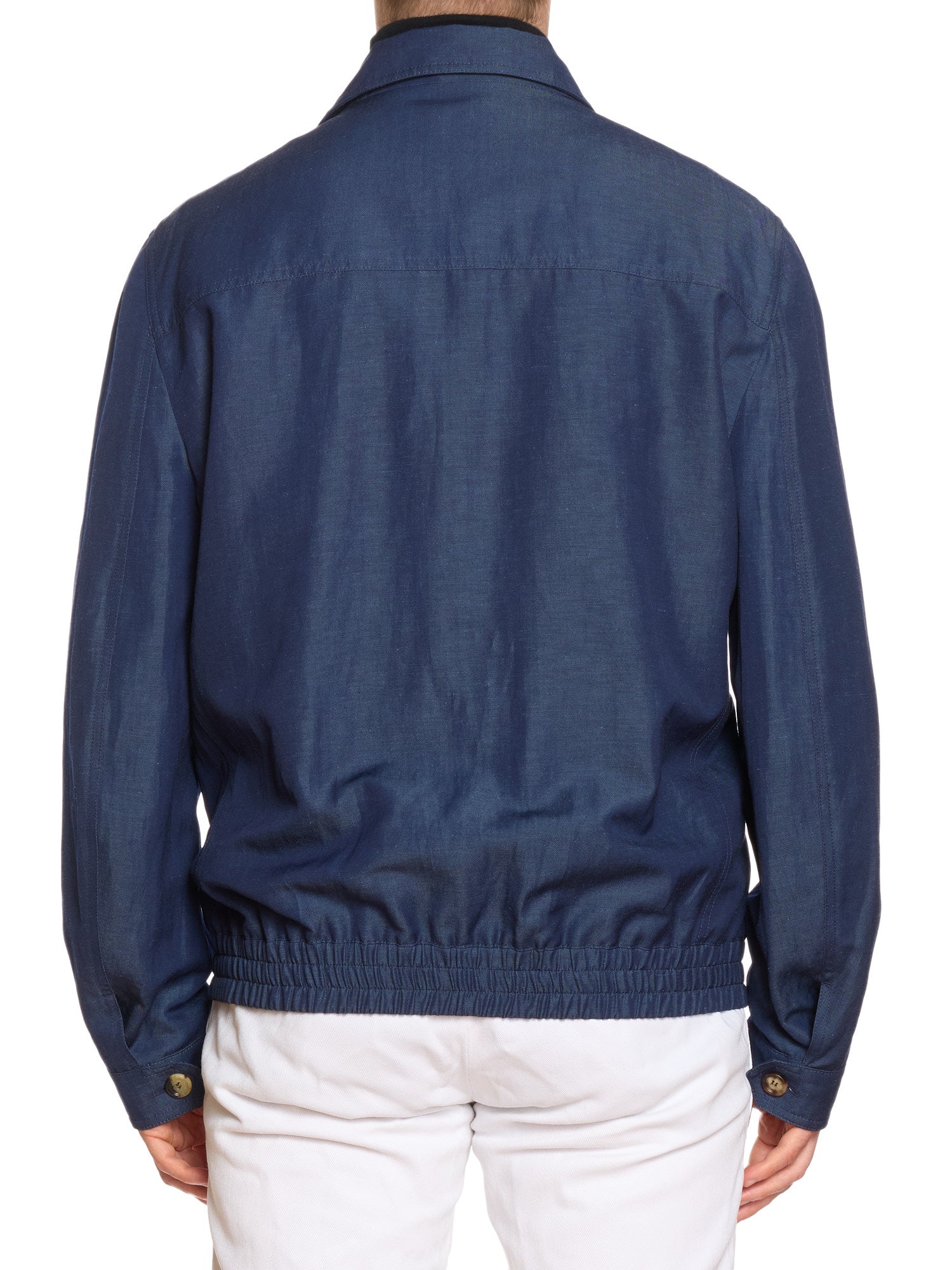 BRUNELLO CUCINELLI Wool-Linen Harrington Denim Jacket Blouson