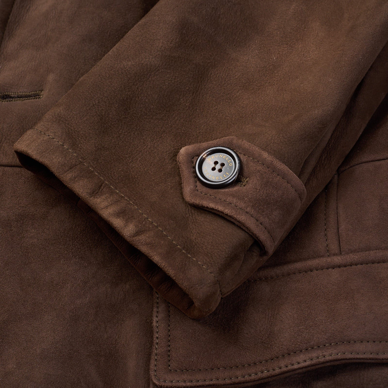 BRUNELLO CUCINELLI Brown Fur Lined Suede Leather Shearling Jacket Coat