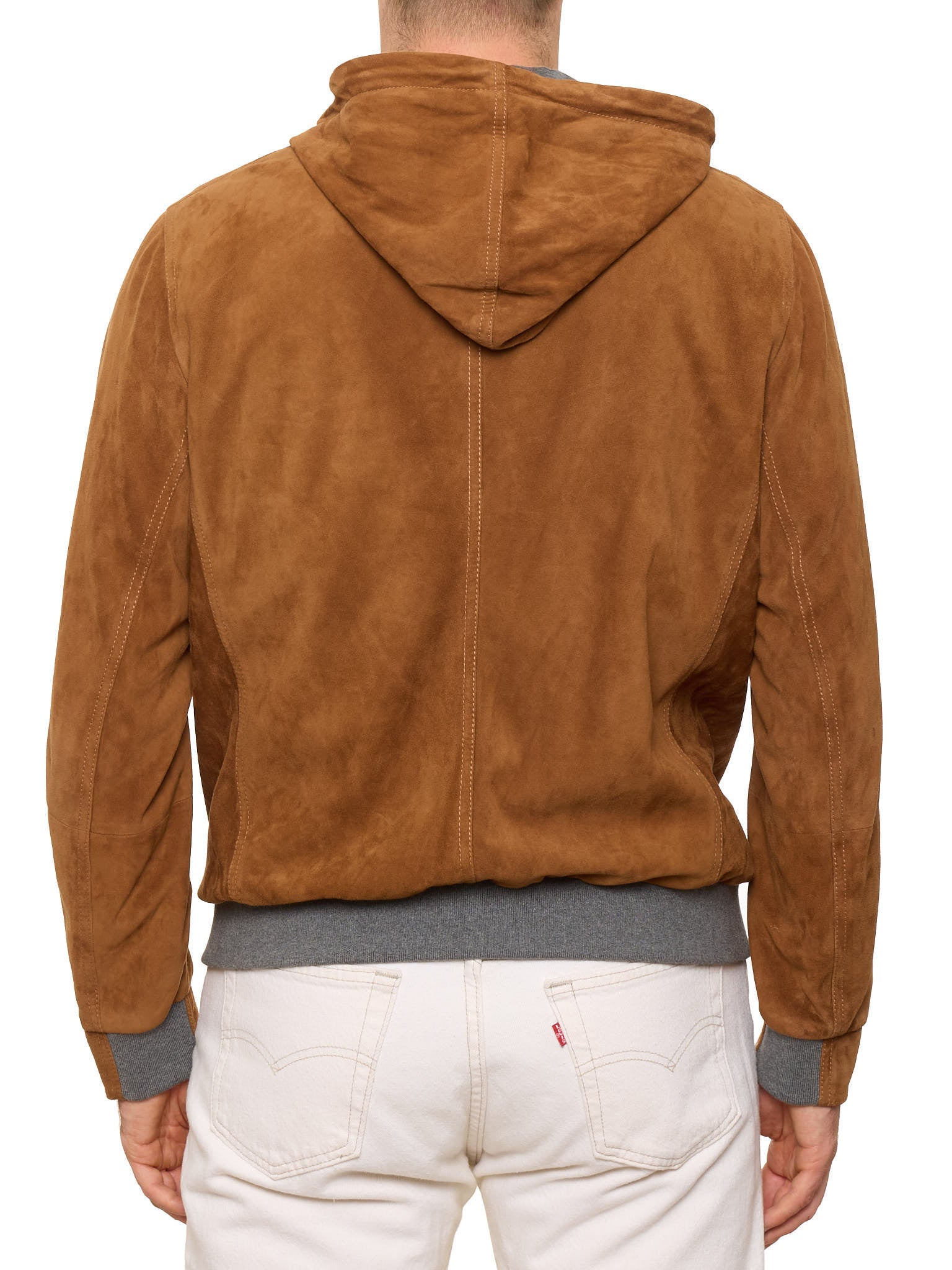 BRUNELLO CUCINELLI Brown Hooded Leather Jacket NEW L