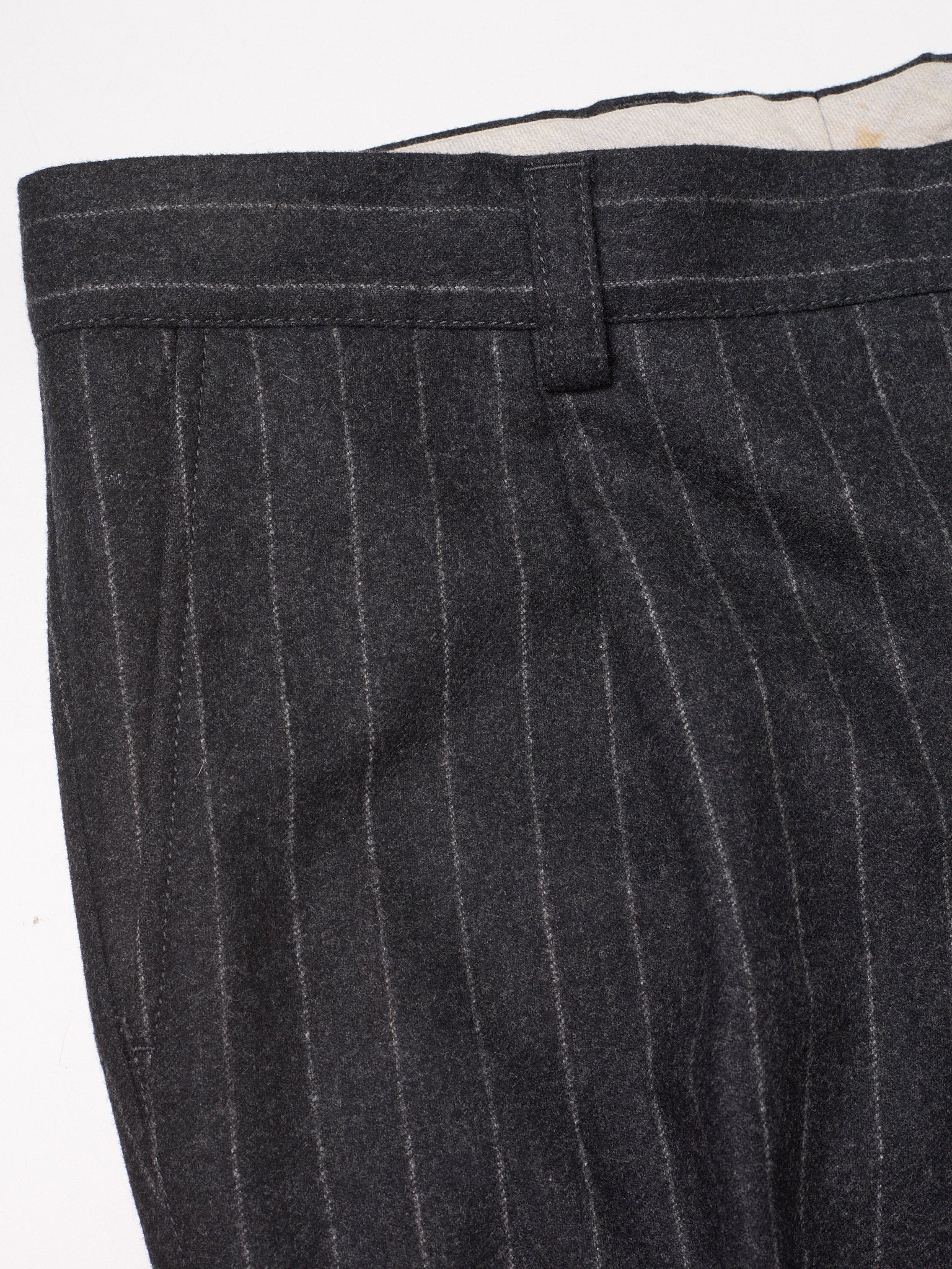 BRUNELLO CUCINELLI Dark Gray Chalk Stripe Wool Dress Pants