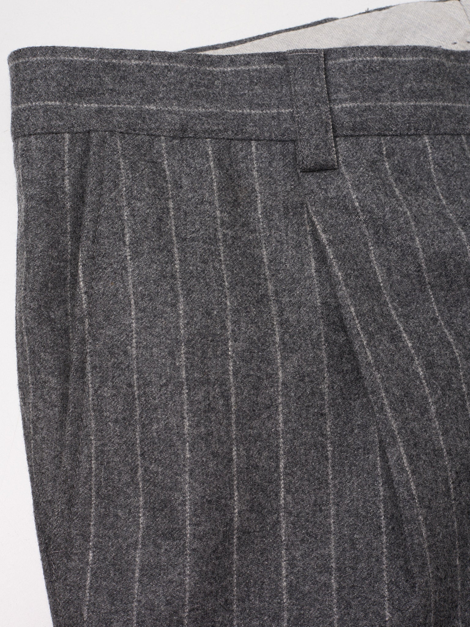 BRUNELLO CUCINELLI Gray Chalk Stripe Wool Dress Pants
