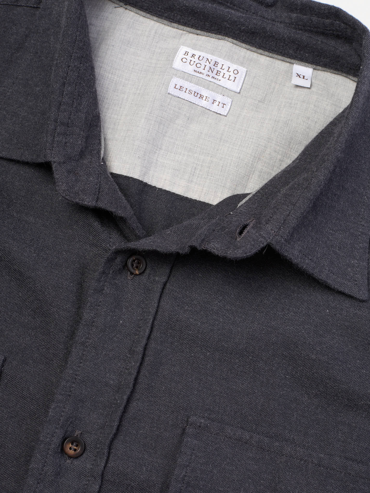 BRUNELLO CUCINELLI Gray Cotton Leisure Fit Shirt XL
