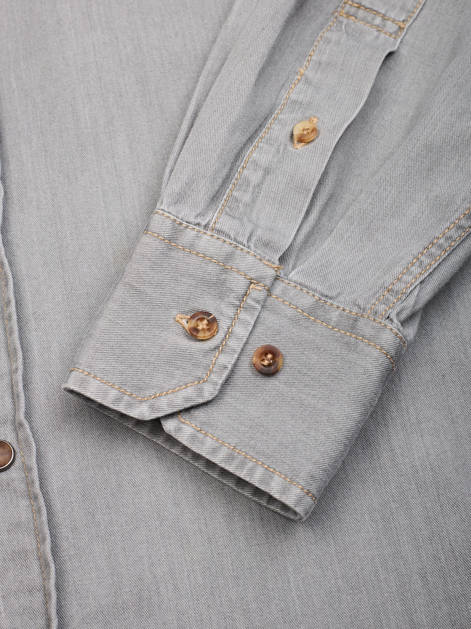 BRUNELLO CUCINELLI Gray Washed Denim Leisure Fit Casual Western Shirt Size XL