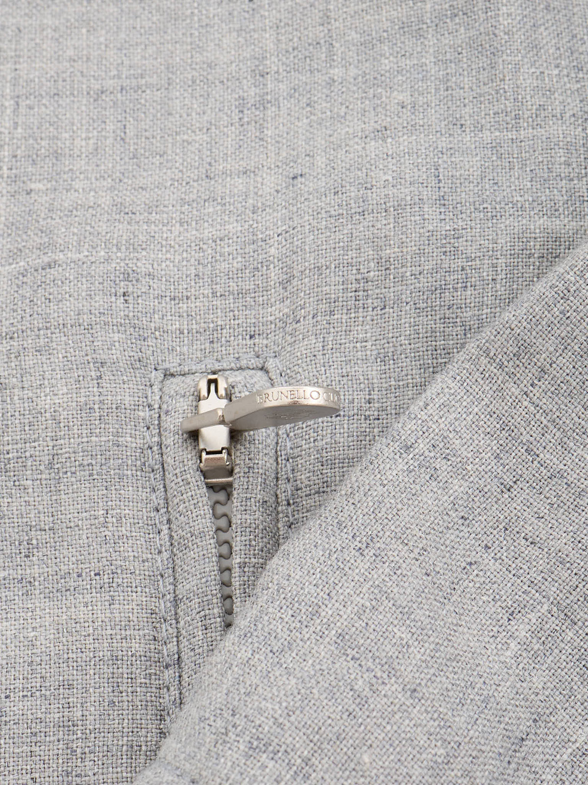 BRUNELLO CUCINELLI Gray Linen-Wool Bomber Jacket NEW