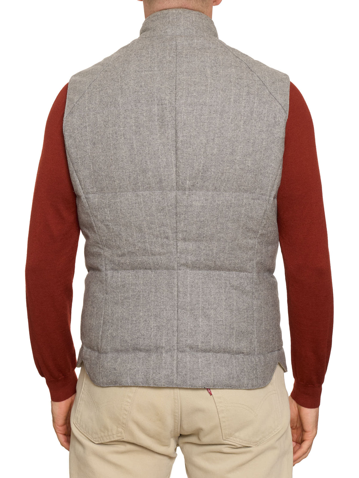 BRUNELLO CUCINELLI Gray Striped Wool-Cashmere Vest