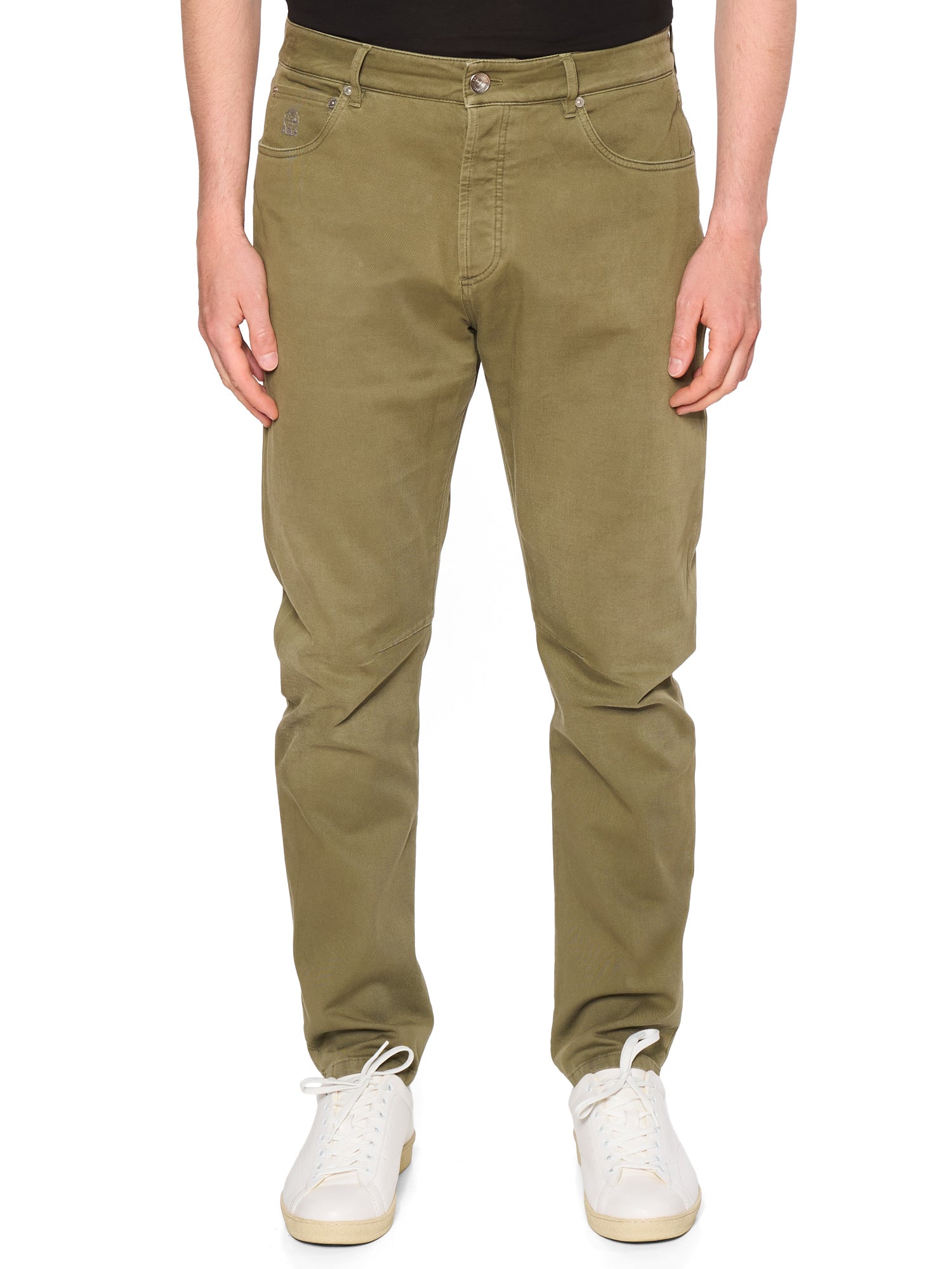 BRUNELLO CUCINELLI Green Twill Cotton Slim Leisure Fit Jeans EU 50 US 34