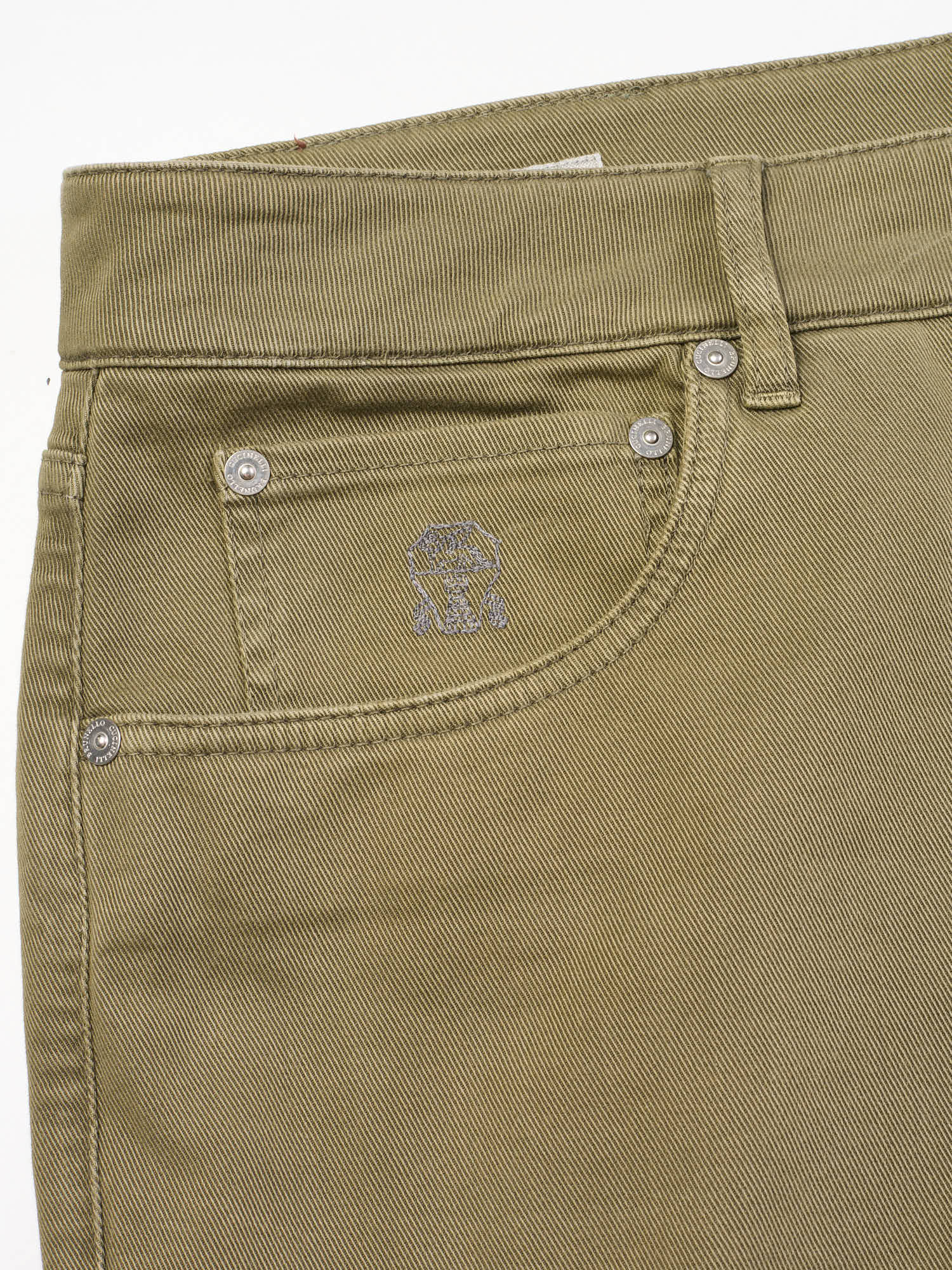 BRUNELLO CUCINELLI Green Twill Cotton Slim Leisure Fit Jeans EU 50 US 34