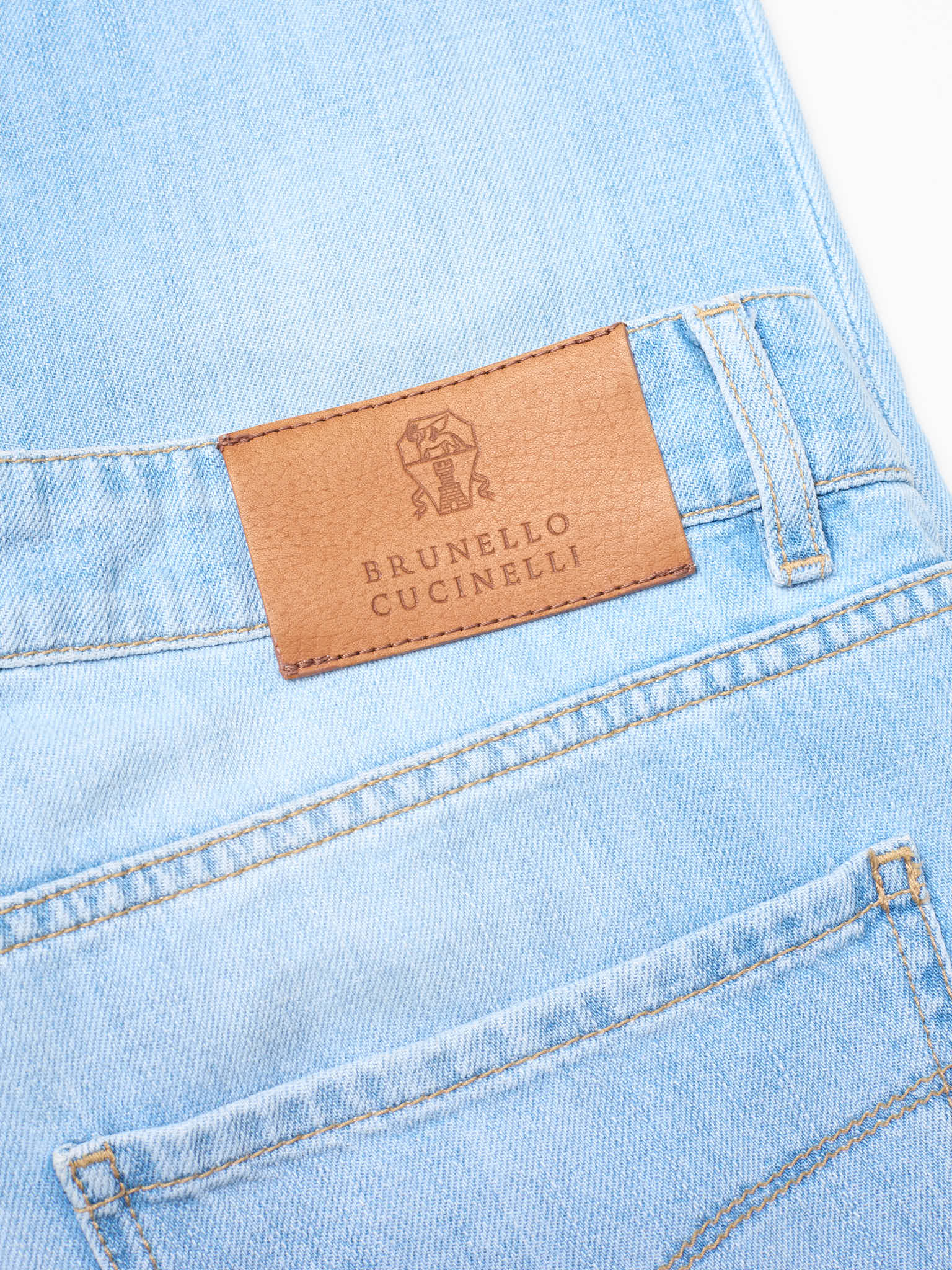 BRUNELLO CUCINELLI Light Blue Cotton Denim Traditional Fit Jeans