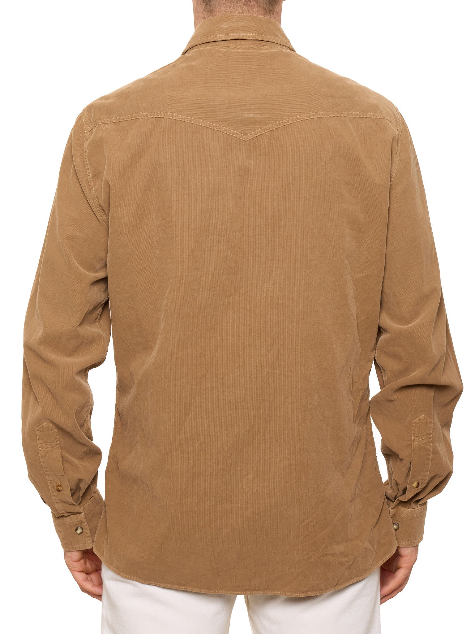 BRUNELLO CUCINELLI Beige Western Corduroy Leisure Fit Casual Shirt XL