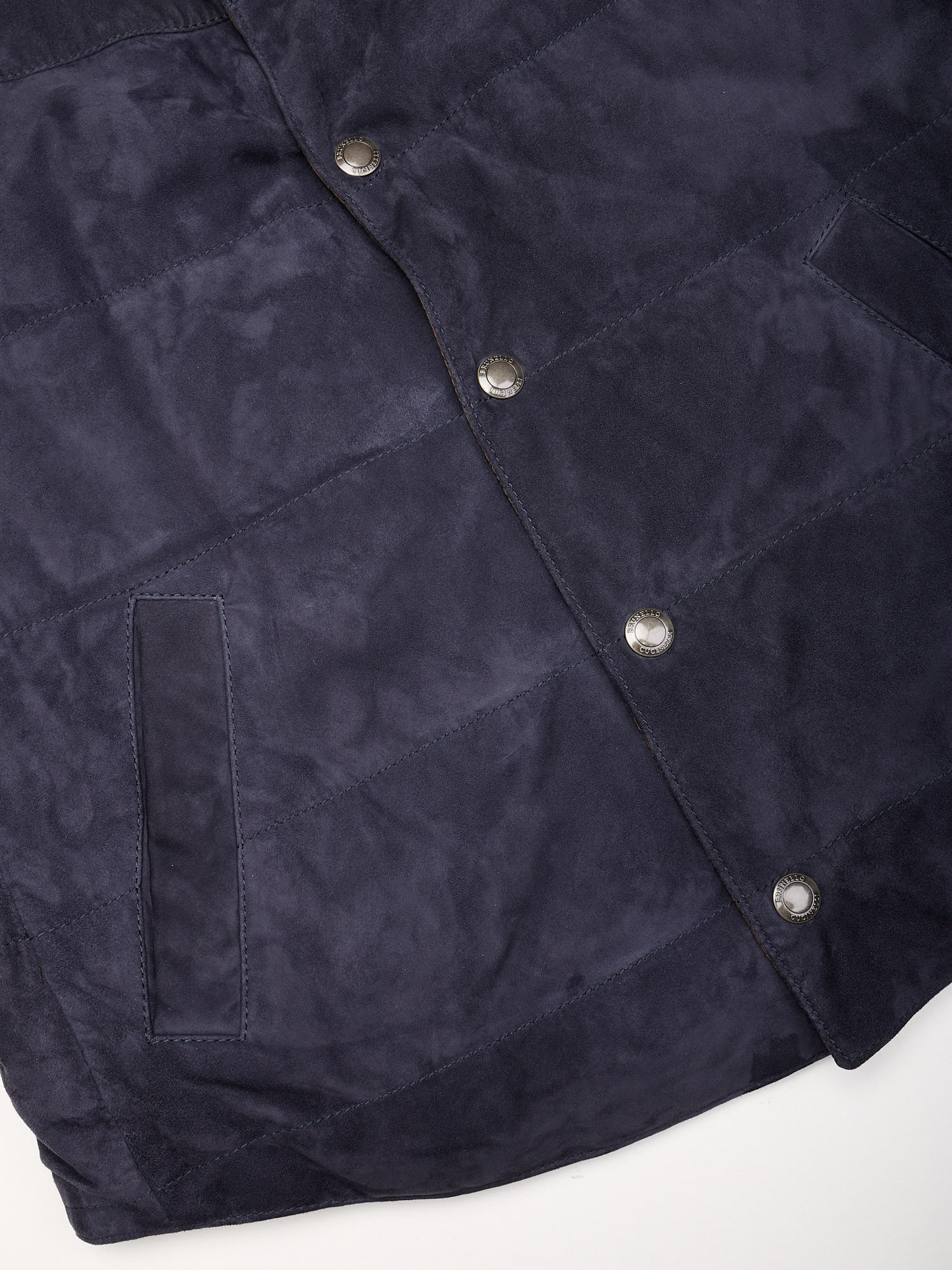 BRUNELLO CUCINELLI Navy-Brown Reversible Suede Leather Vest