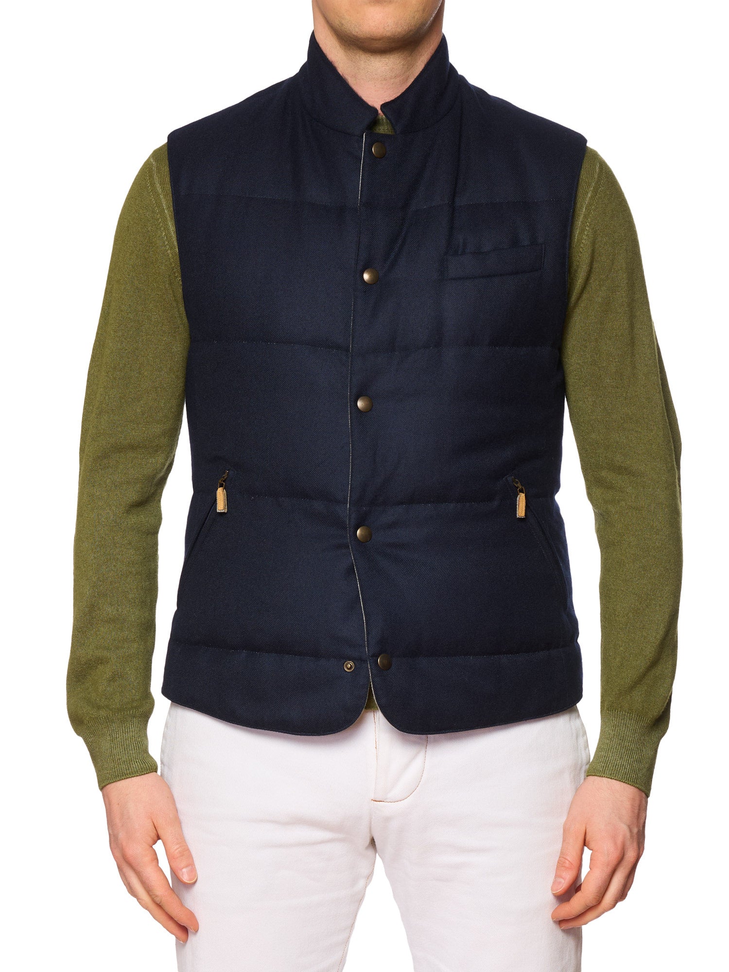 BRUNELLO CUCINELLI Navy Blue Cotton Vest M