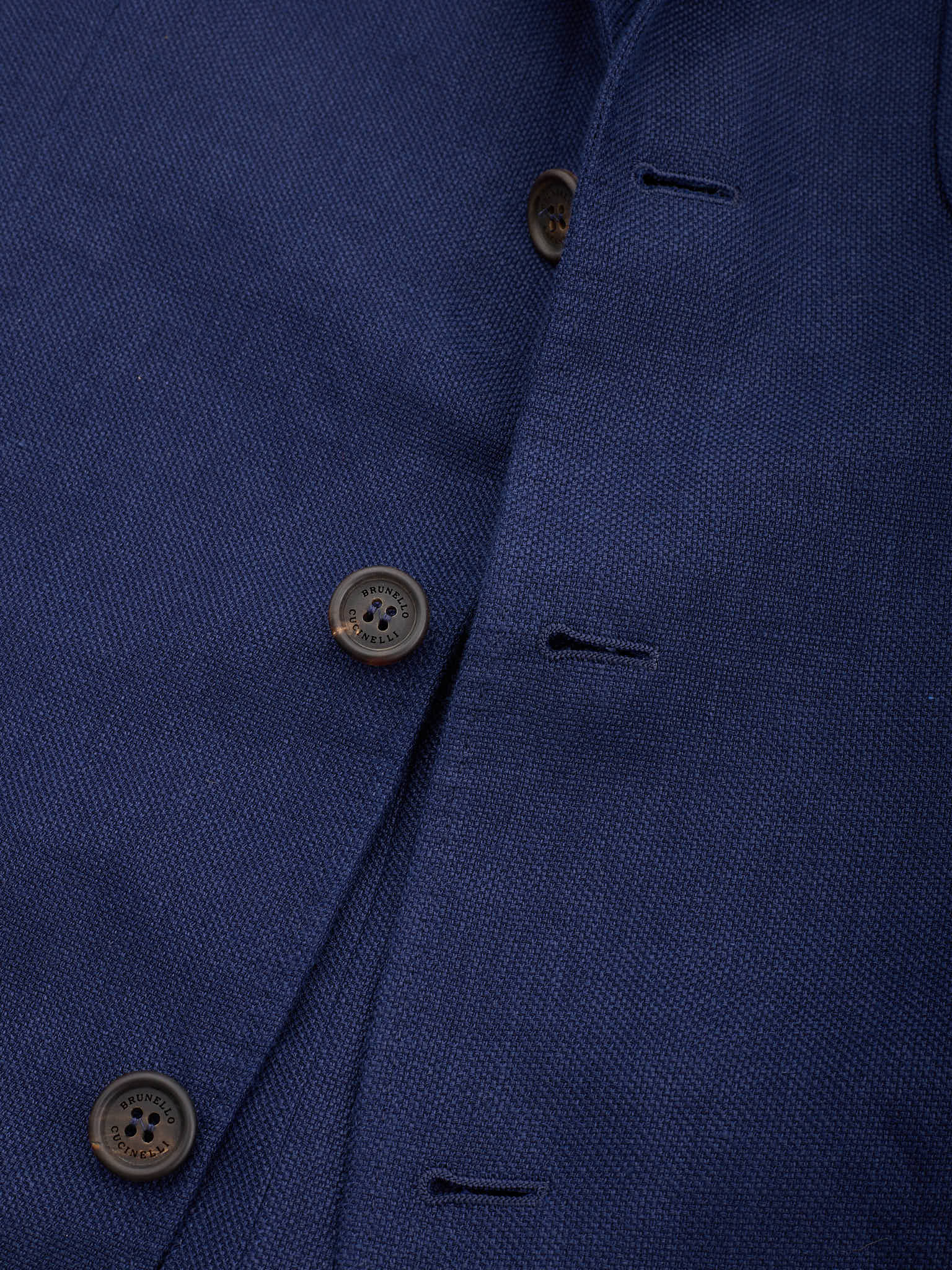 BRUNELLO CUCINELLI Navy Blue Linen-Wool-Silk Hopsack Blazer Jacket NEW