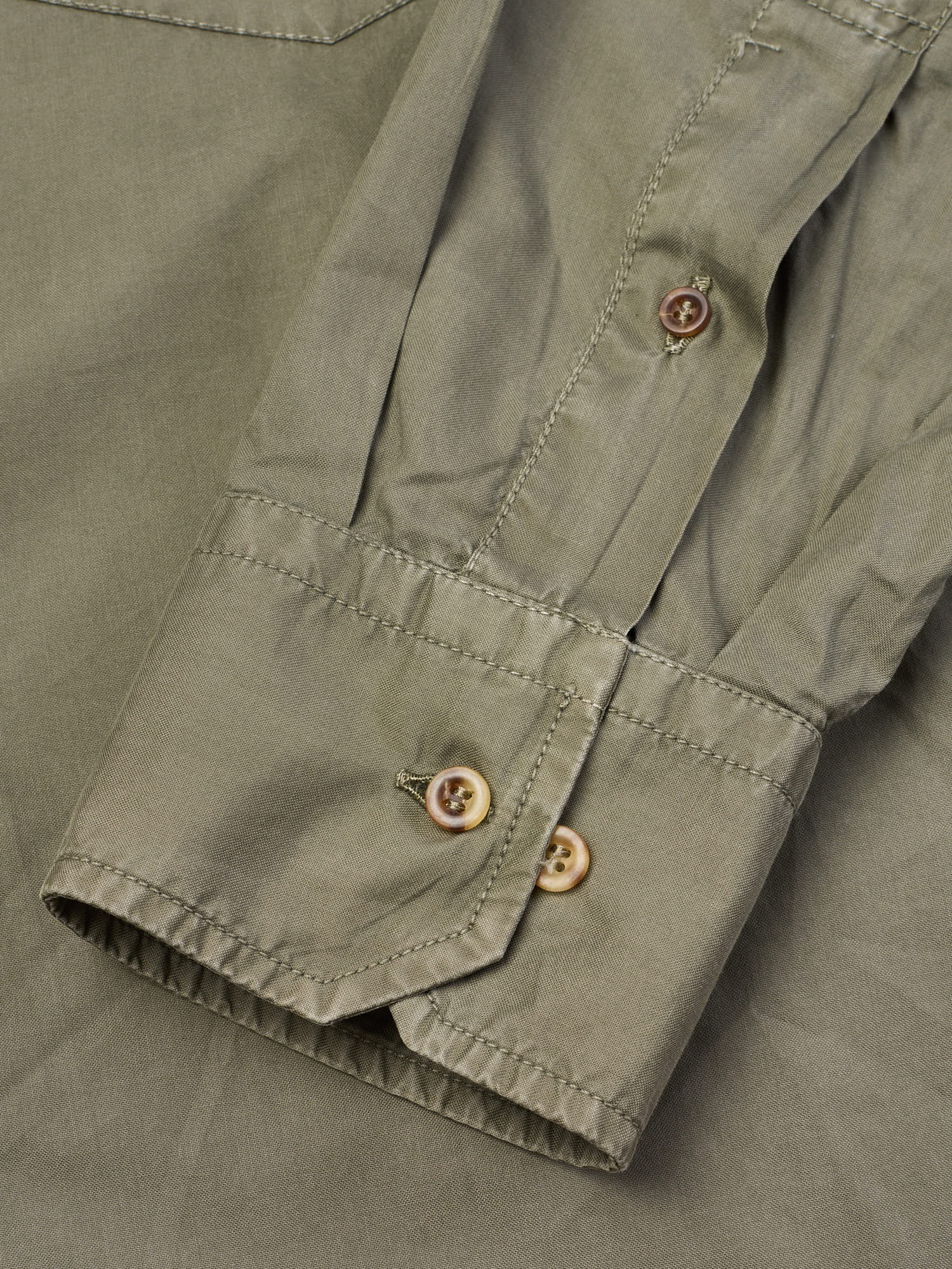 BRUNELLO CUCINELLI Olive Cotton Leisure Fit Casual Western Shirt