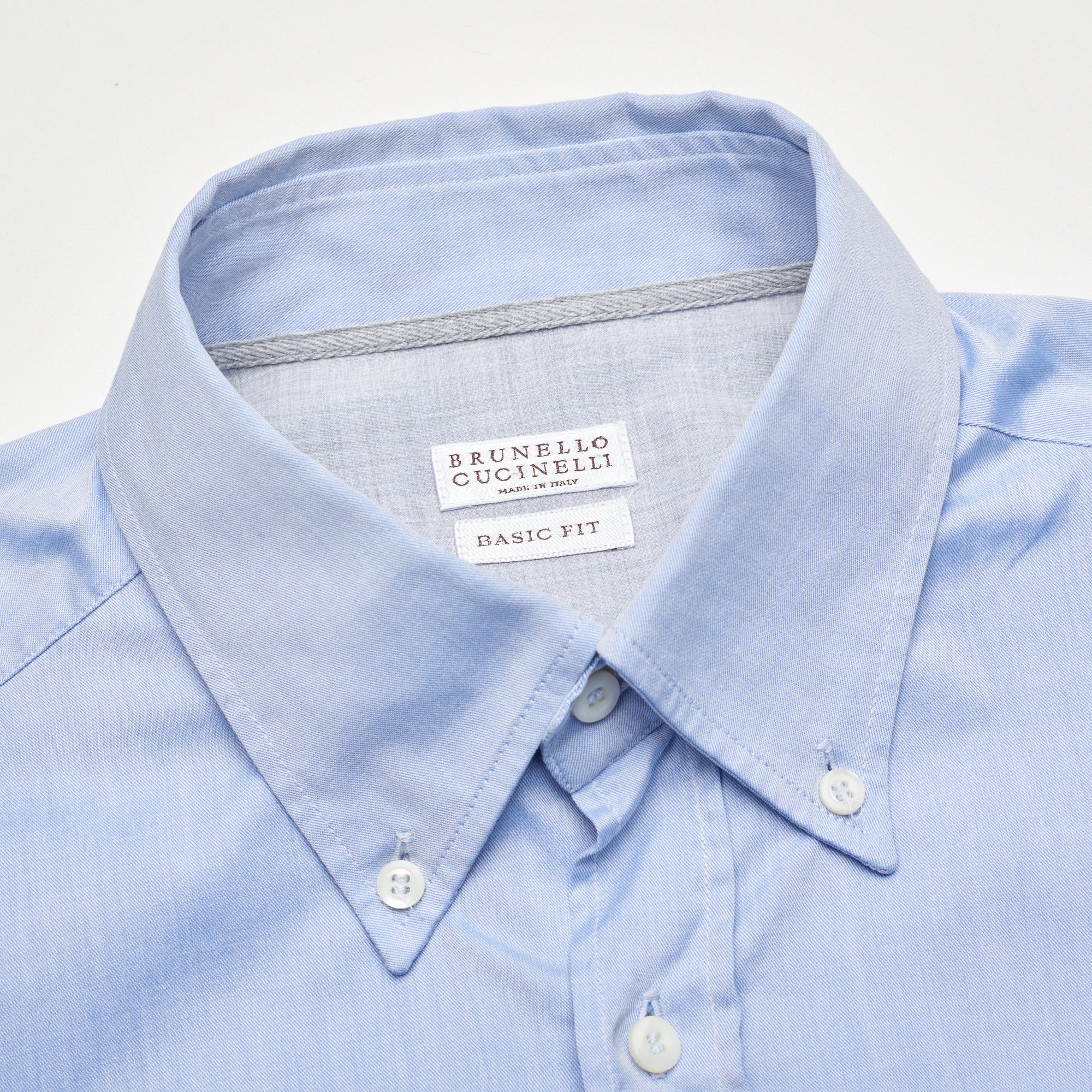 BRUNELLO CUCINELLI Blue Cotton Button-Down Shirt Size M Basic Fit BRUNELLO CUCINELLI