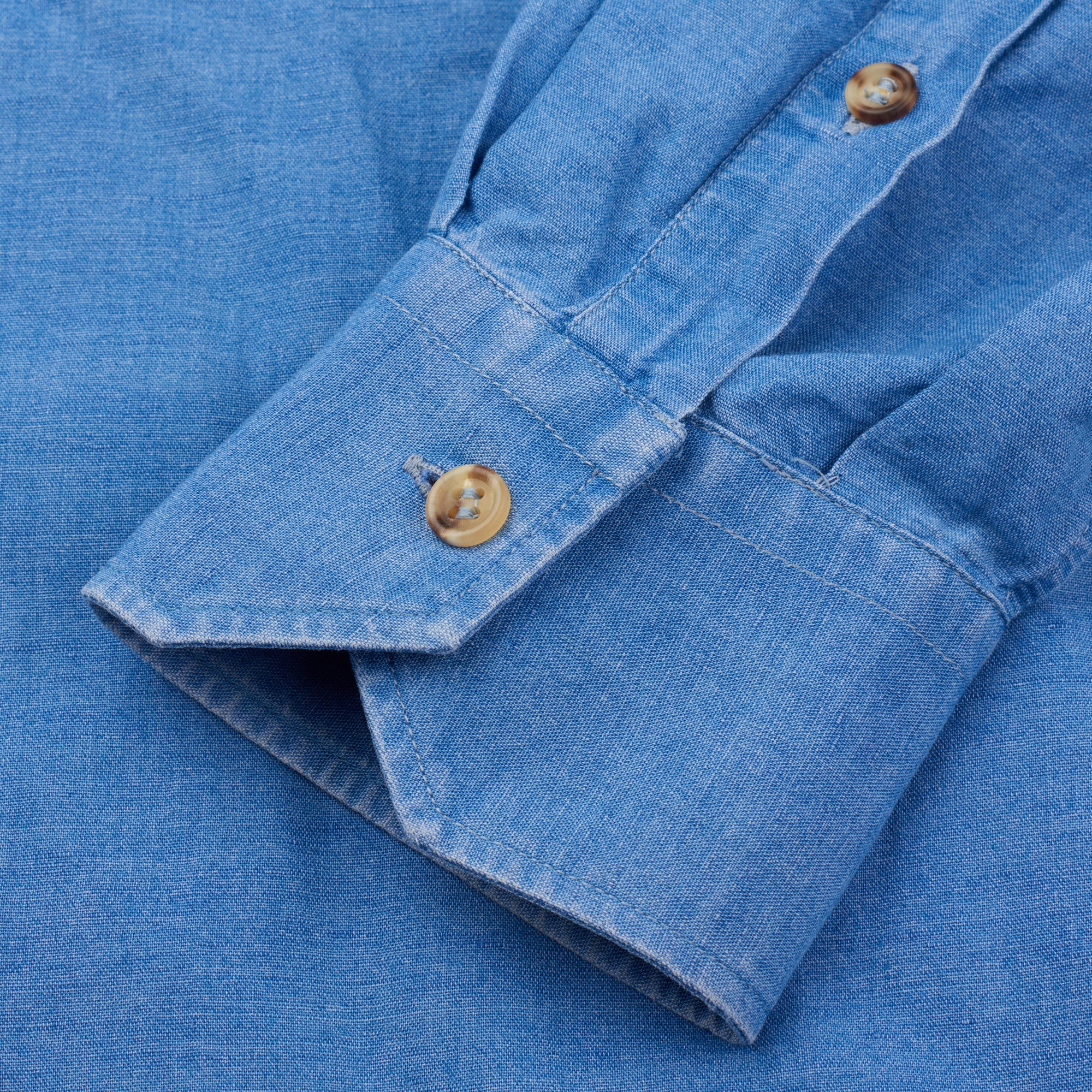 BRUNELLO CUCINELLI Blue Linen-Cotton Button-Down Casual Shirt Size M Basic Fit BRUNELLO CUCINELLI