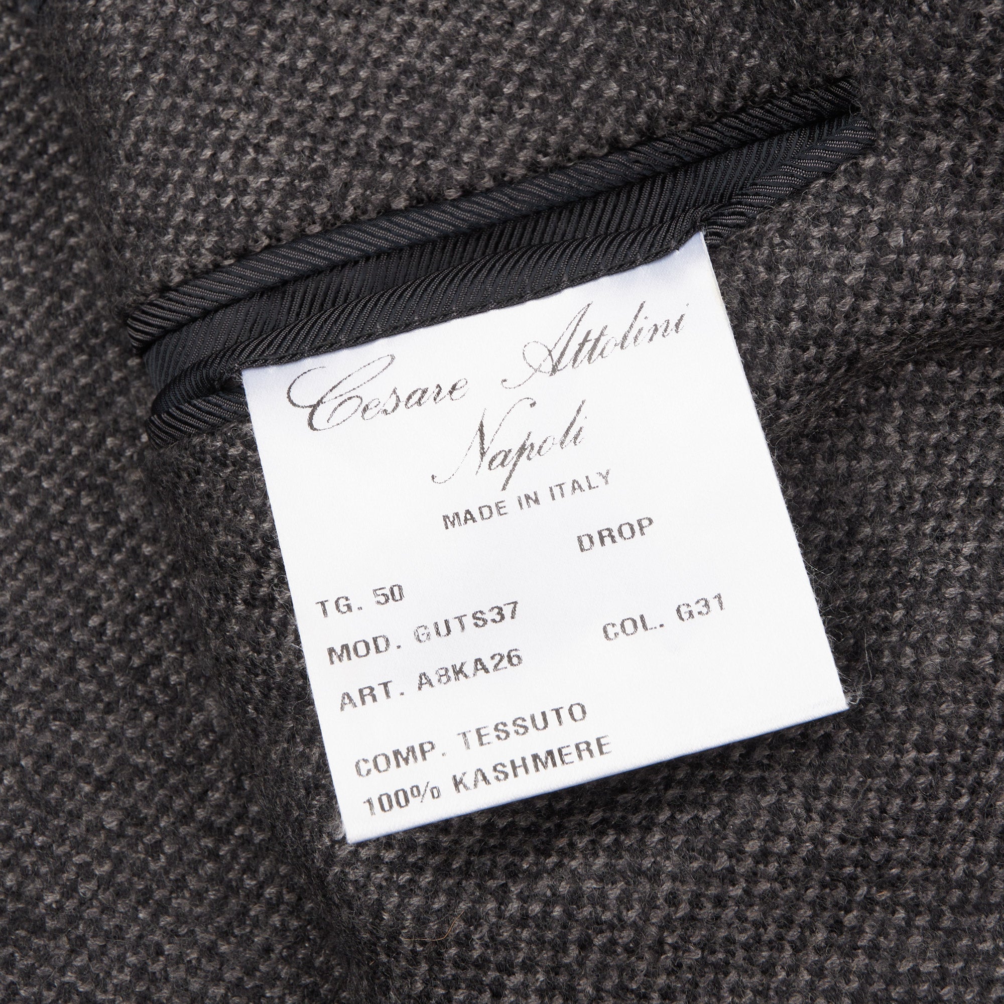 CESARE ATTOLINI  for M.BARDELLI Handmade Gray Cashmere Jacket EU 50 US 40 CESARE ATTOLINI