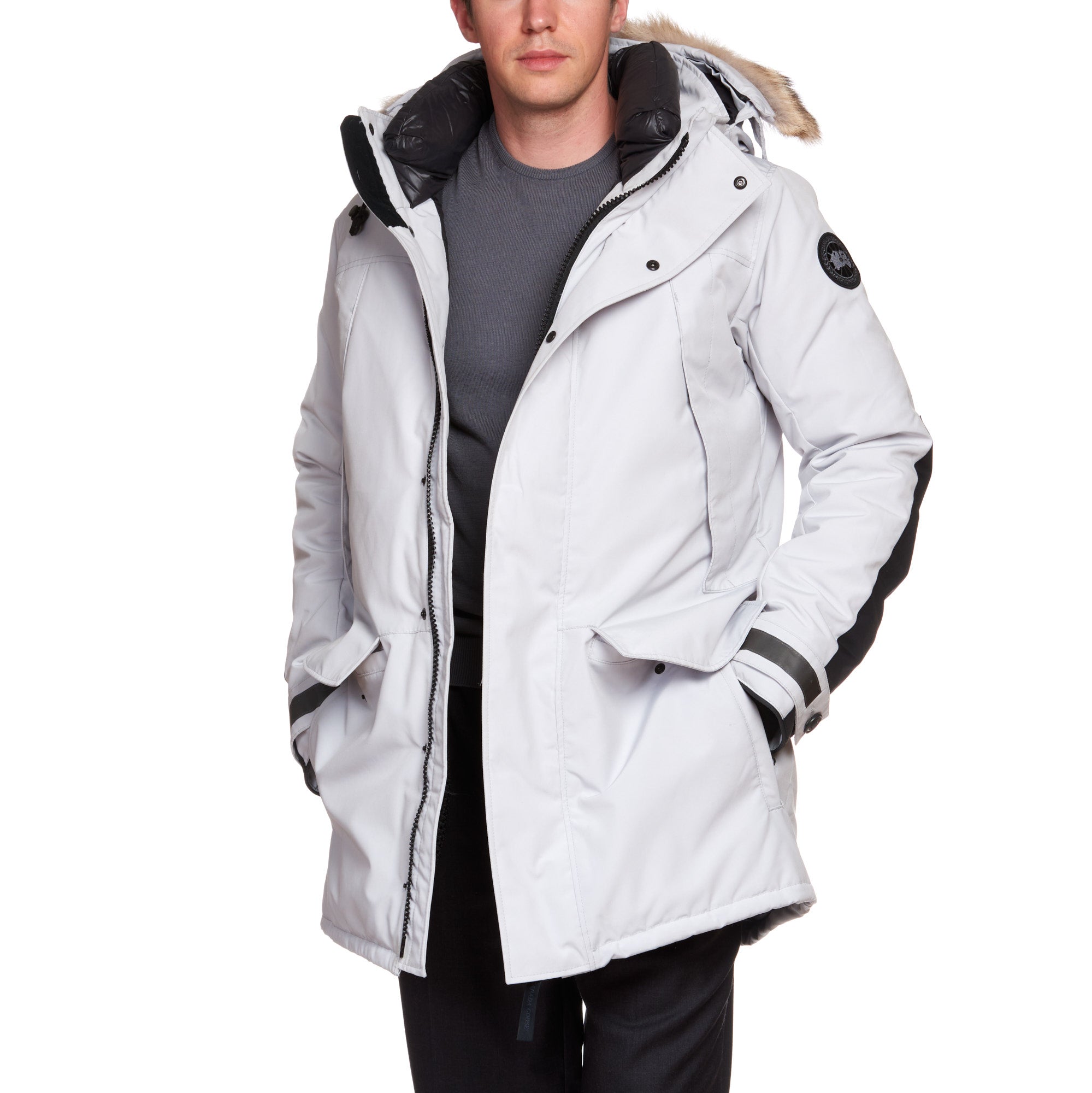 CANADA GOOSE Sherridon Parka Black Label 2073MB 200 with Fur Ruff Silverbirch CANADA GOOSE