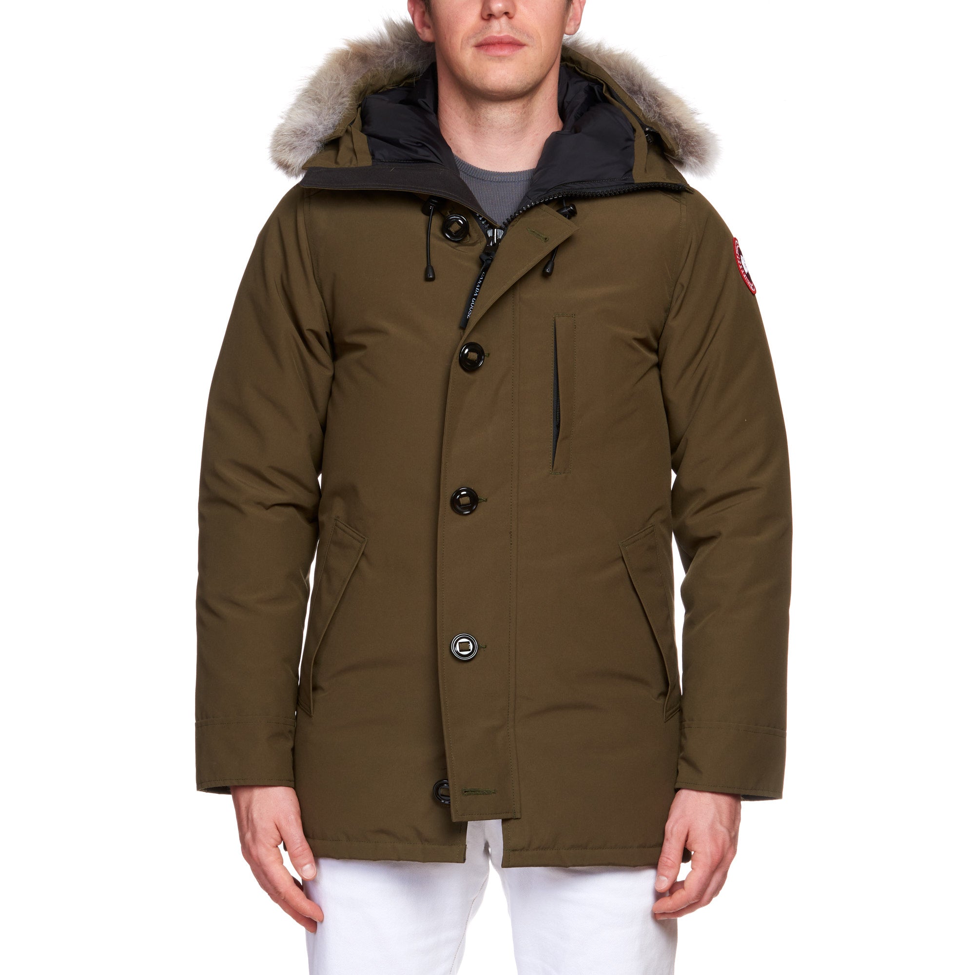 CANADA GOOSE Chateau Parka 3426M 49 Military Green Down Jacket Size S Fur Ruff CANADA GOOSE