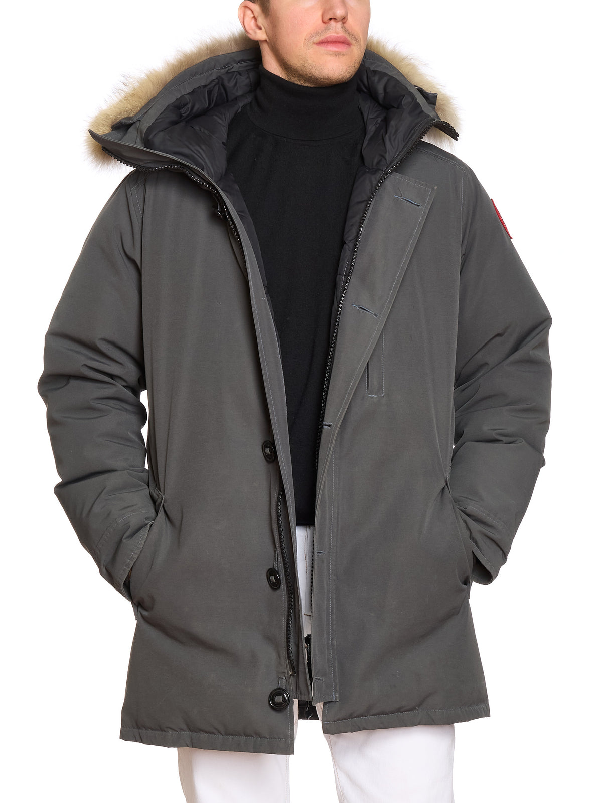 CANADA GOOSE Chateau Parka 3426M Gray Down Jacket Size XL Fur Ruff