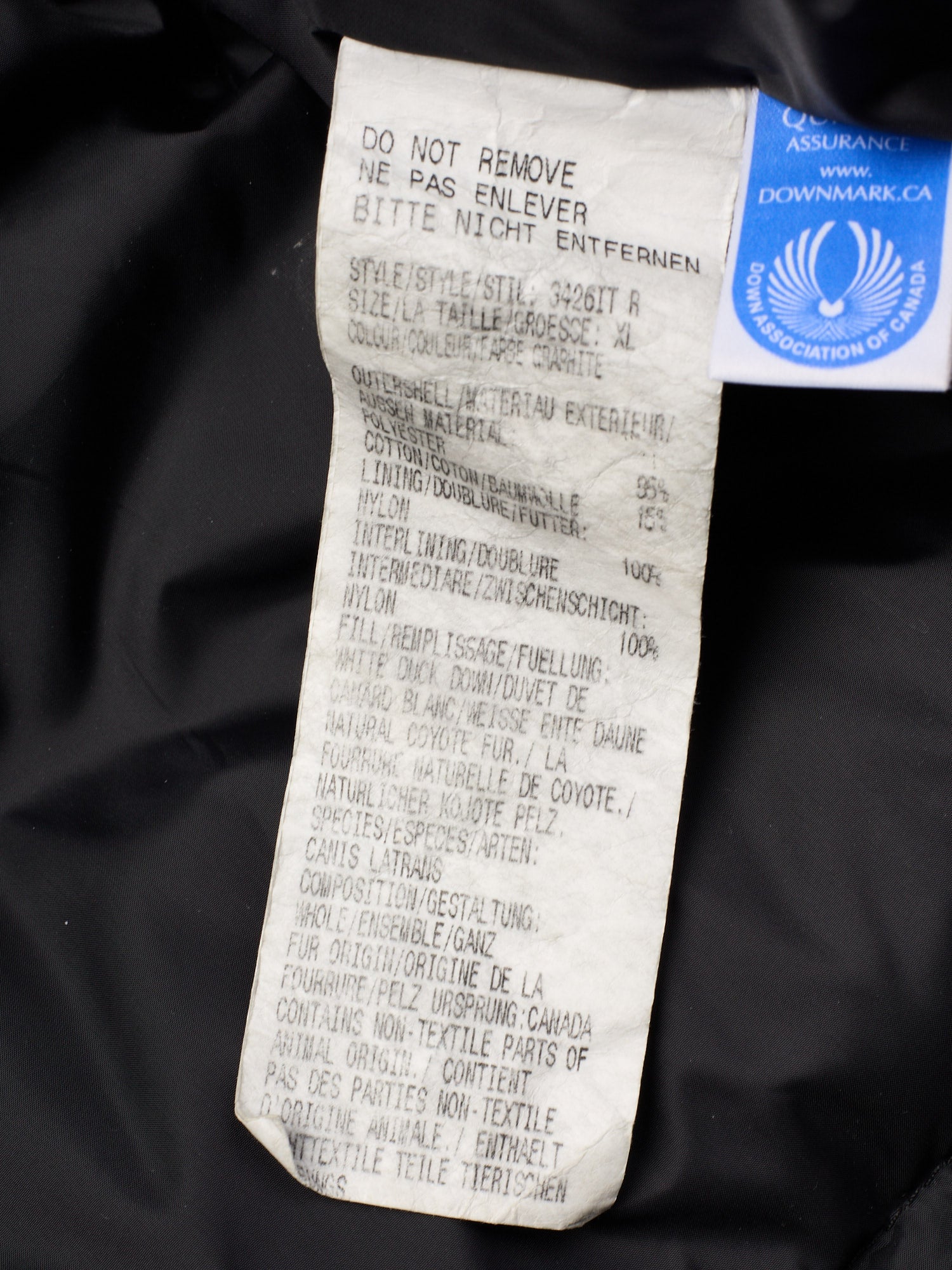 CANADA GOOSE Chateau Parka 3426M Gray Down Jacket Size XL Fur Ruff