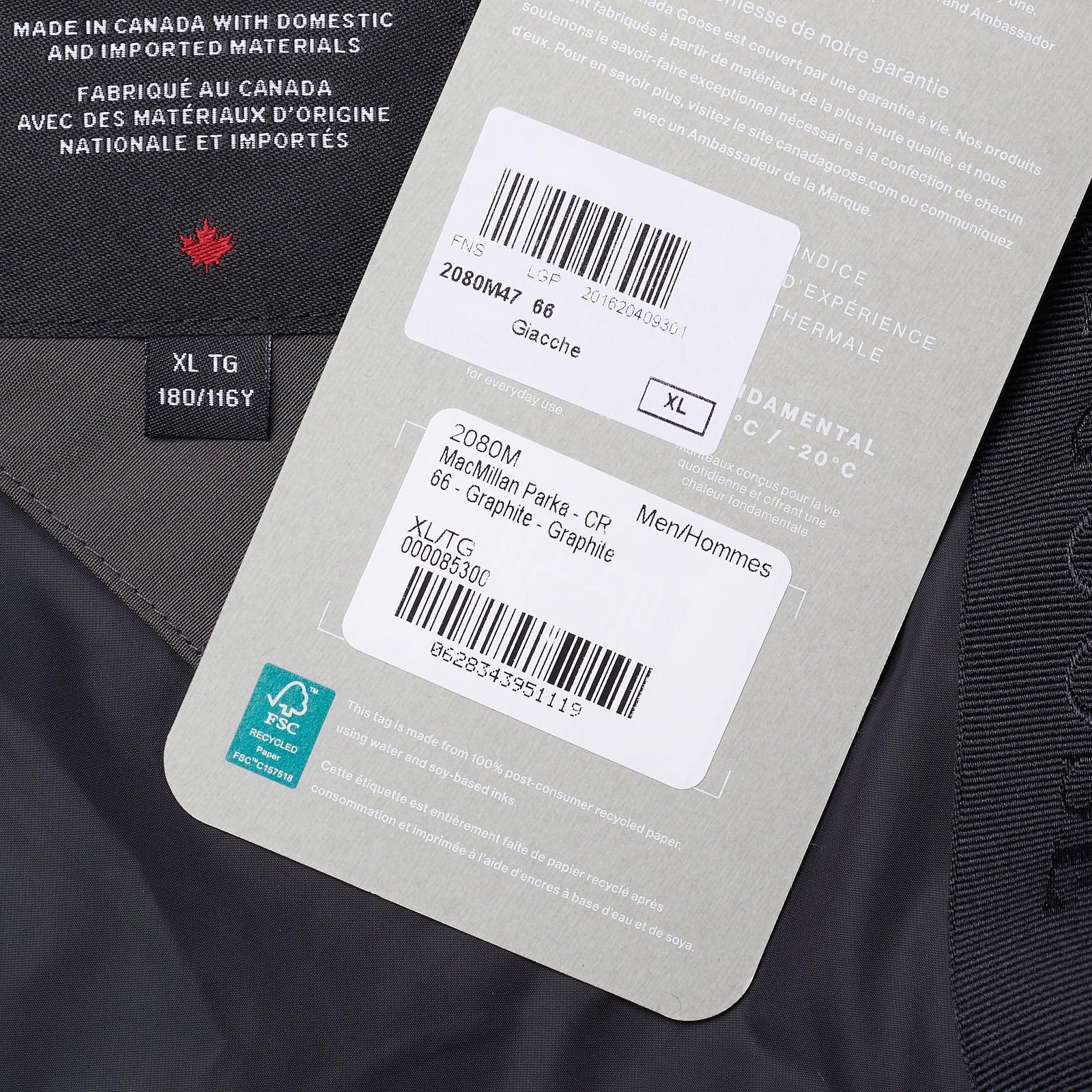 CANADA GOOSE MacMillan 2080M Graphite Down Parka Jacket Coat CANADA GOOSE