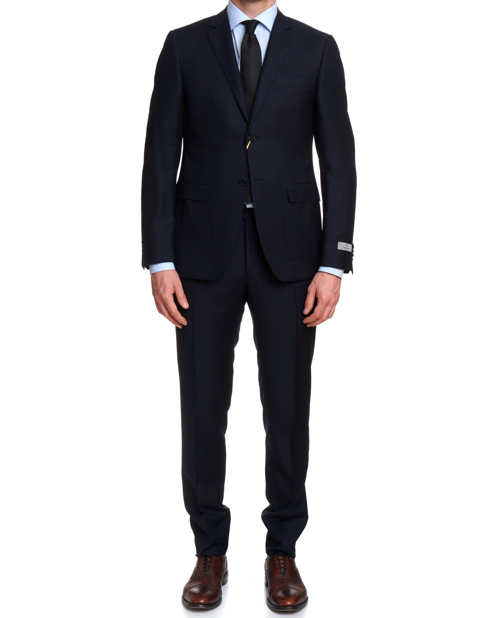 CANALI 1934 Dark Blue Wool Flannel Suit EU 50 US 40 Regular Slim Fit Cut CANALI