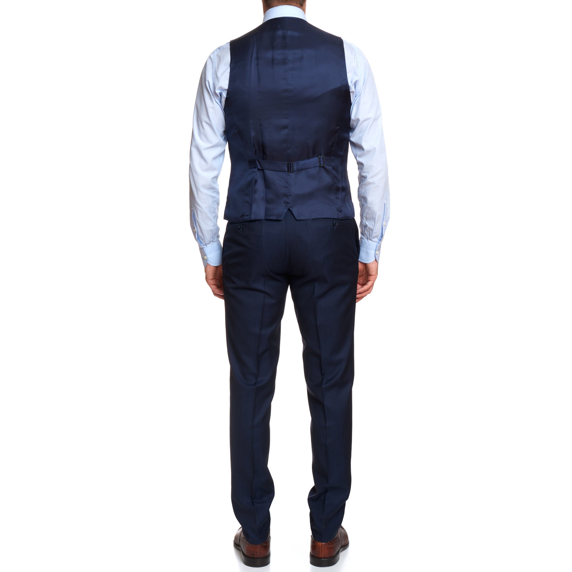 CANALI 1934 Navy Blue Jacquard Wool-Silk 1 Button 3 Piece Suit EU 50 US 40 Slim Fit CANALI