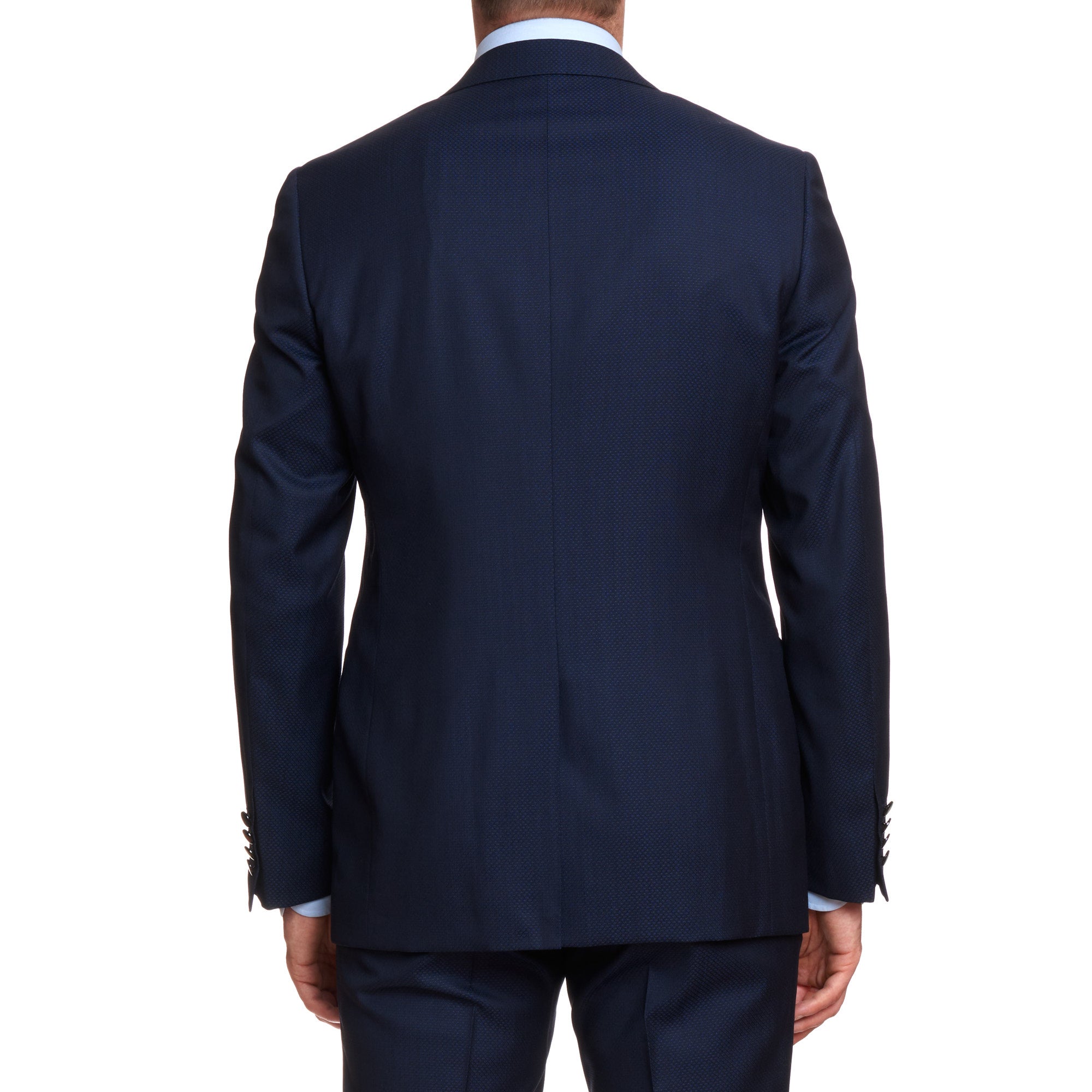 CANALI 1934 Navy Blue Jacquard Wool-Silk 1 Button 3 Piece Suit EU 50 US 40 Slim Fit CANALI